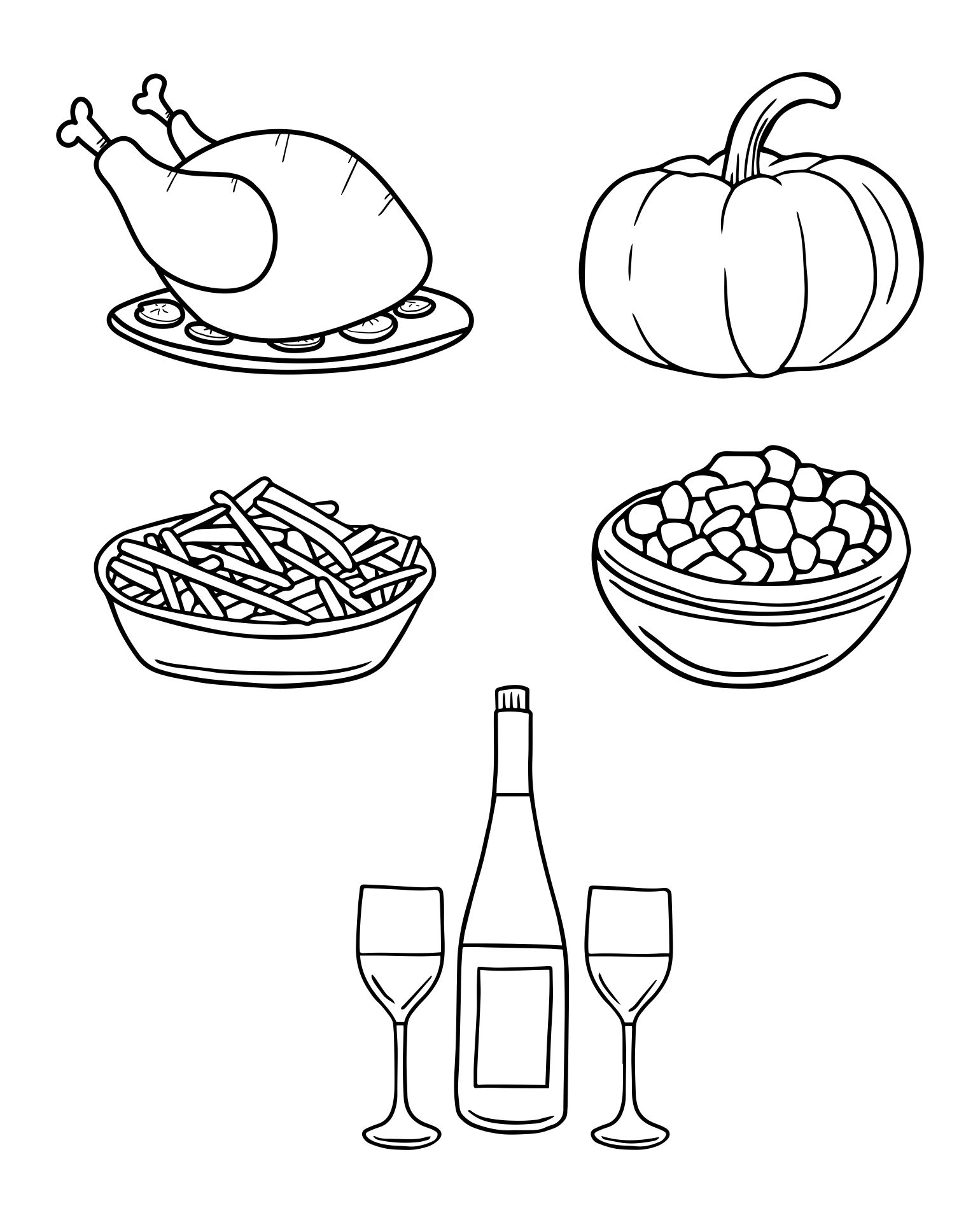 Thanksgiving Feast Coloring Cut And Paste Activity Printable