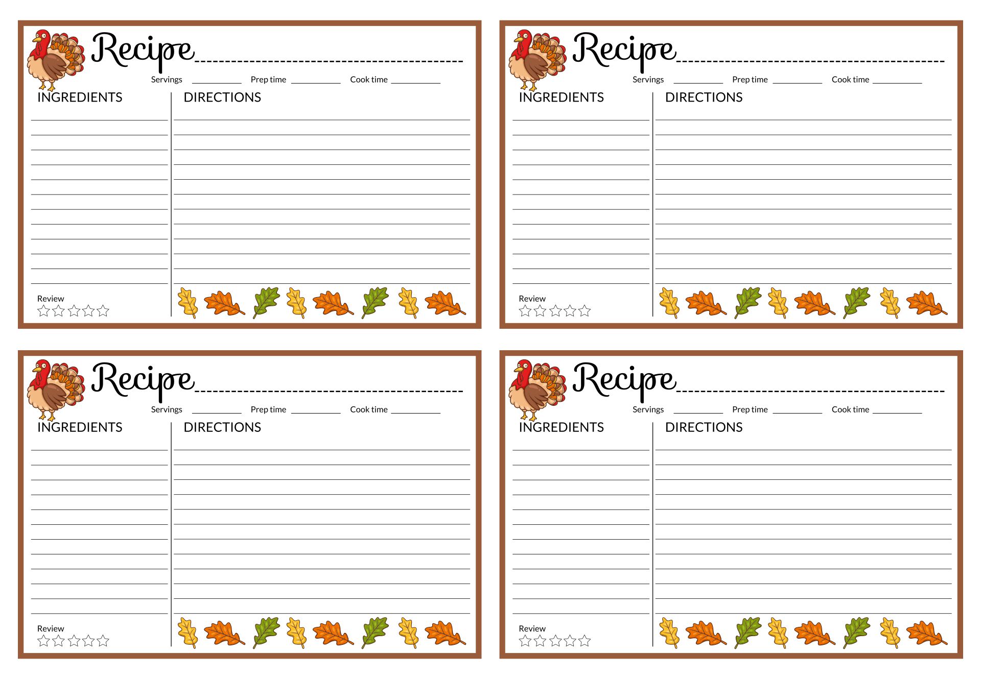 Thanksgiving Recipe Card Template