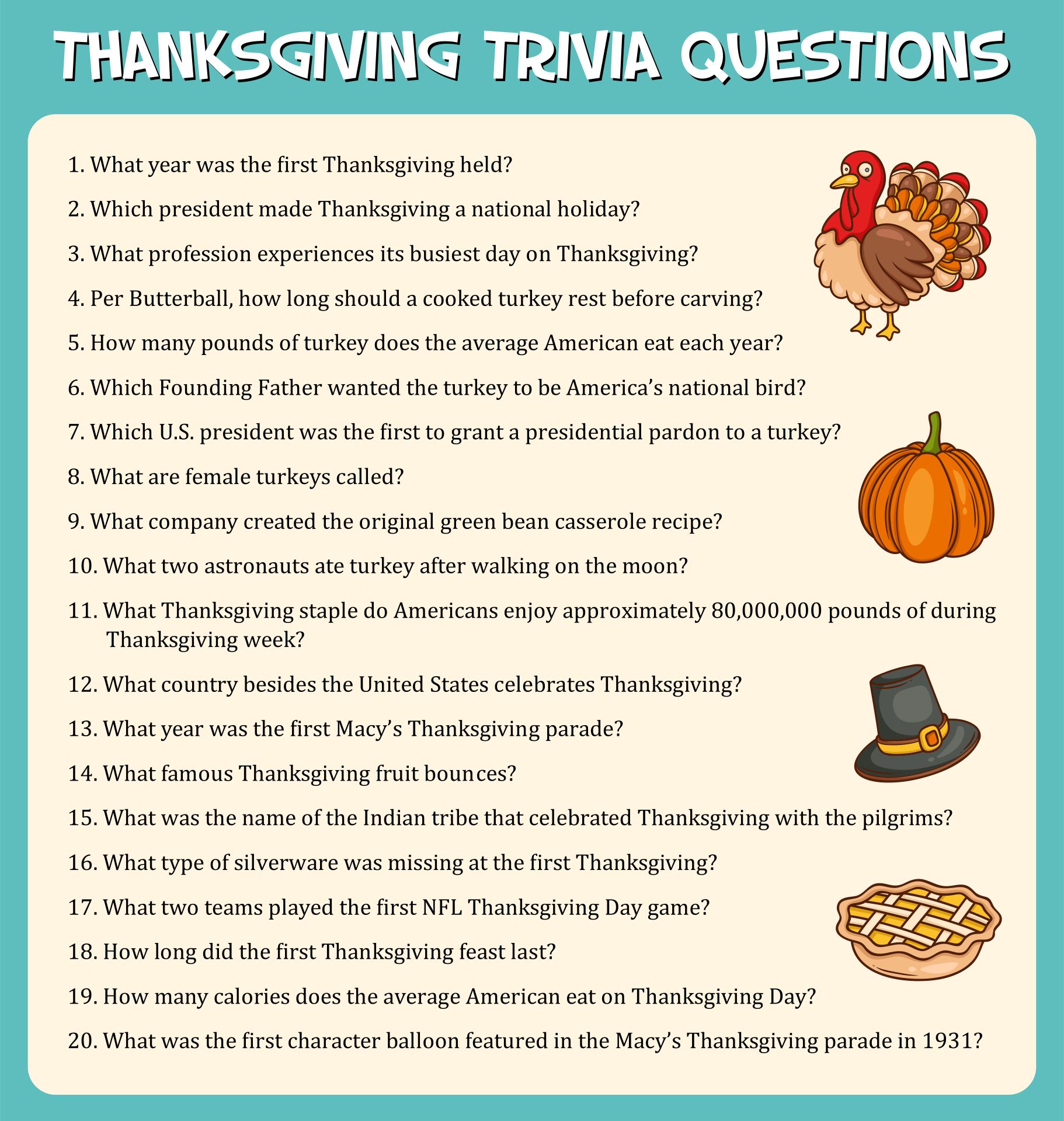 Thanksgiving Trivia Printables