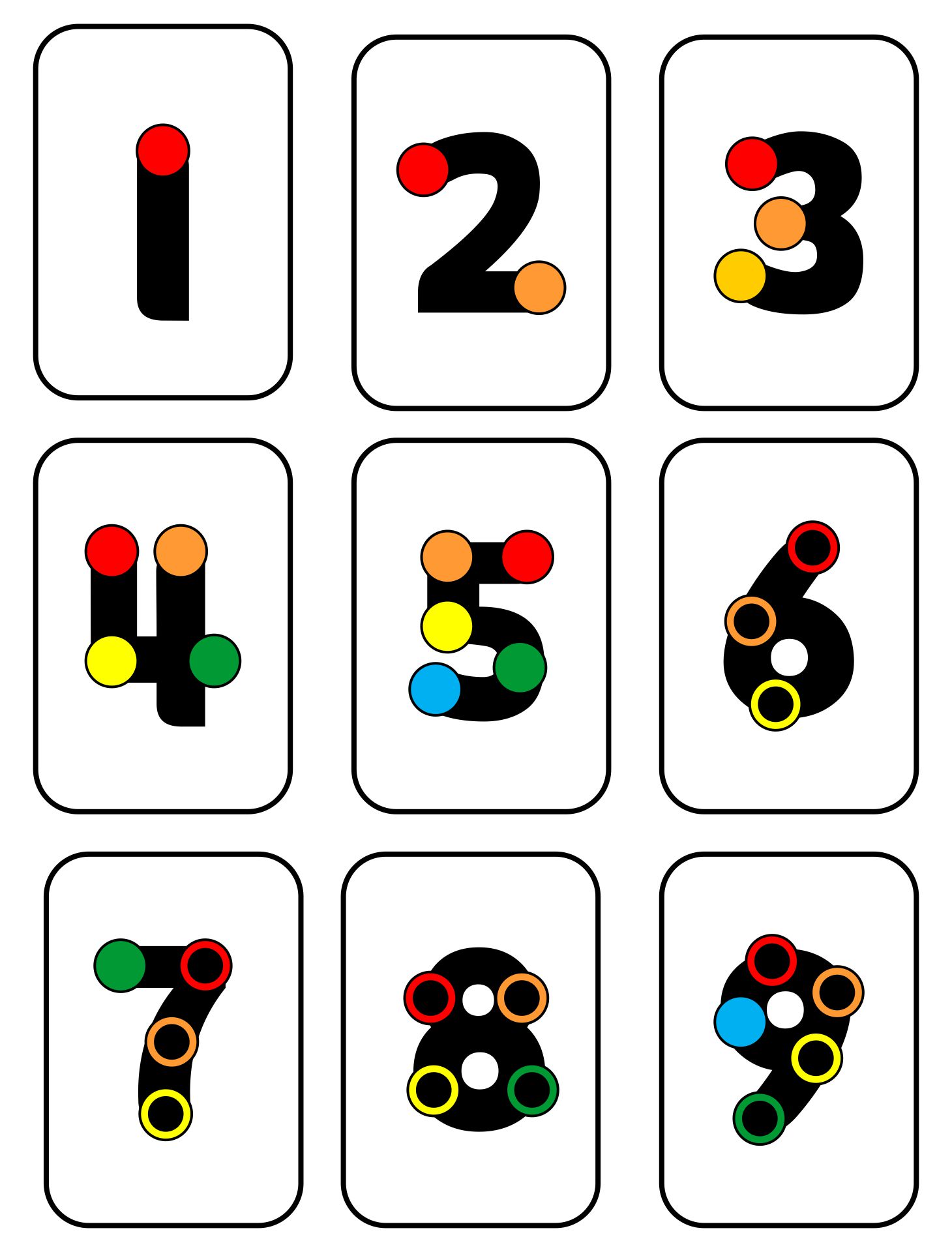Touch Point Numbers 1-9 Printable