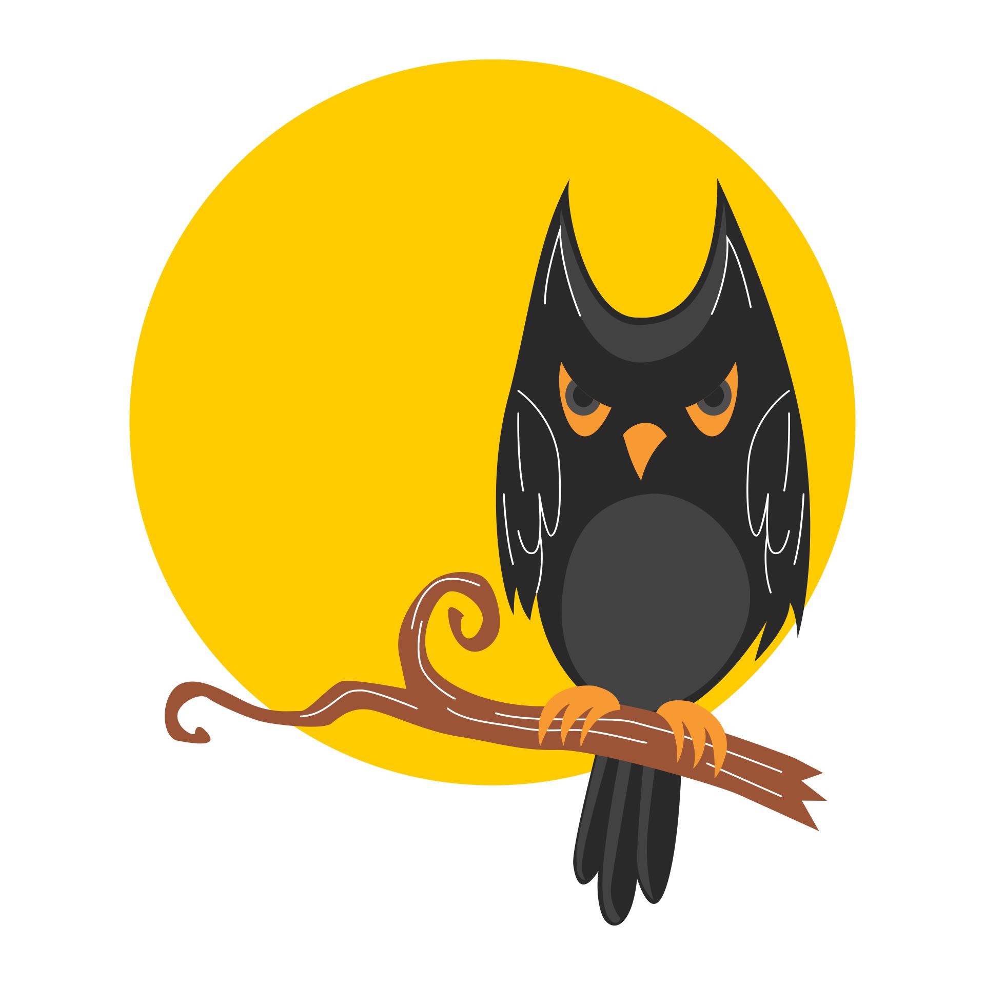 Vintage Halloween Owl Moon Spooky Art Decor Image Digital