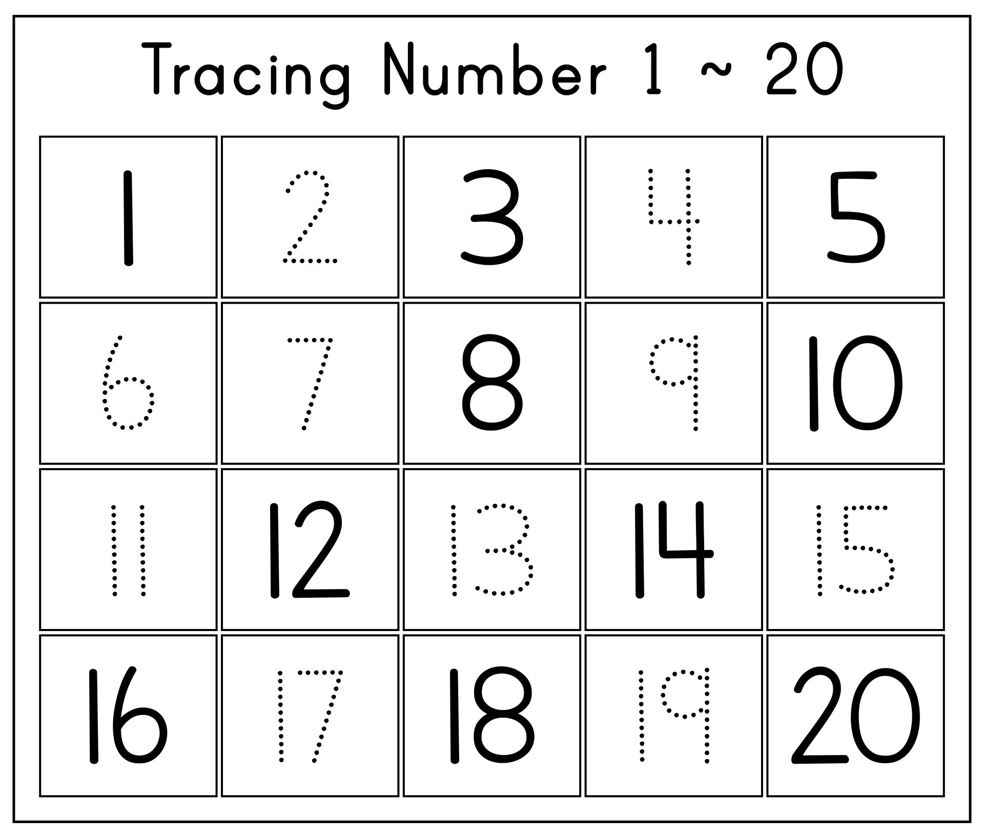 Writing Numbers 1 To 20 Worksheet Printables