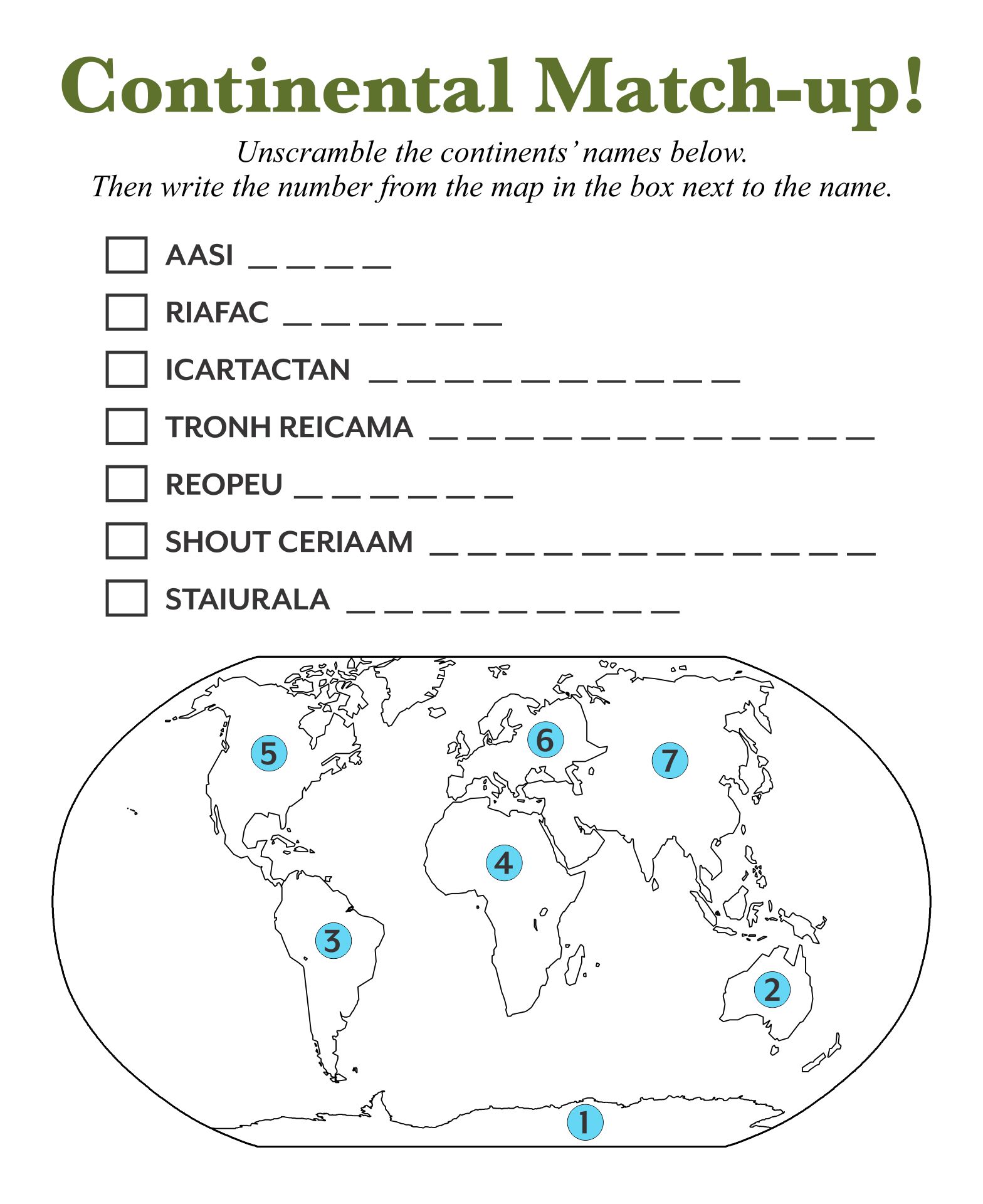 2nd Grade World Map Worksheets
