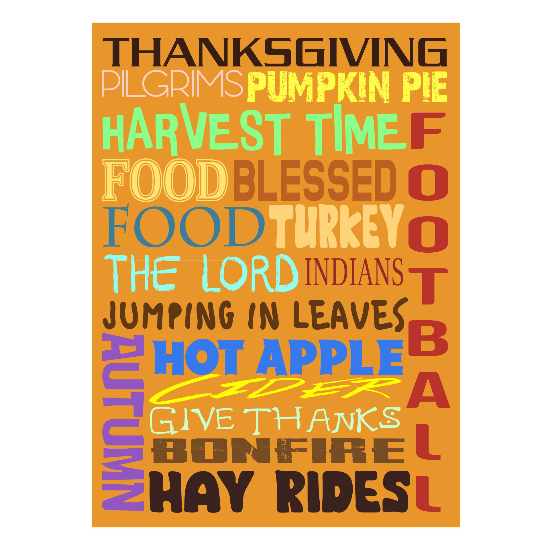 8x10 Thanksgiving Themed Subway Art Printable Great