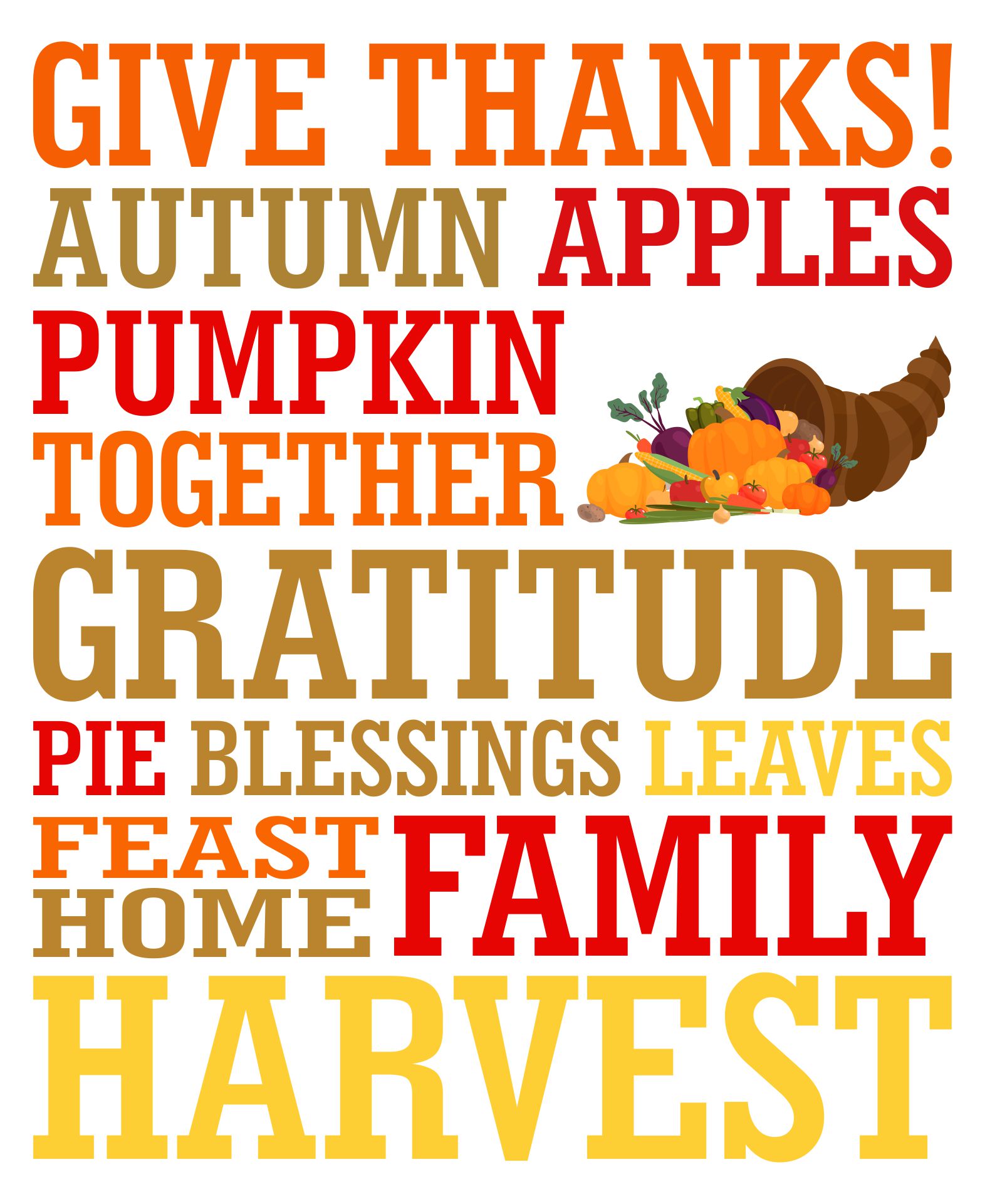 8x10 Thanksgiving Word Art Printable