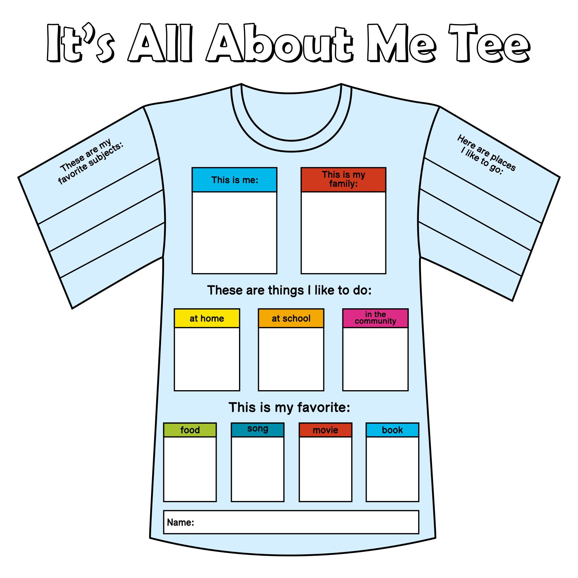 About Me T-shirt Icebreaker For Students