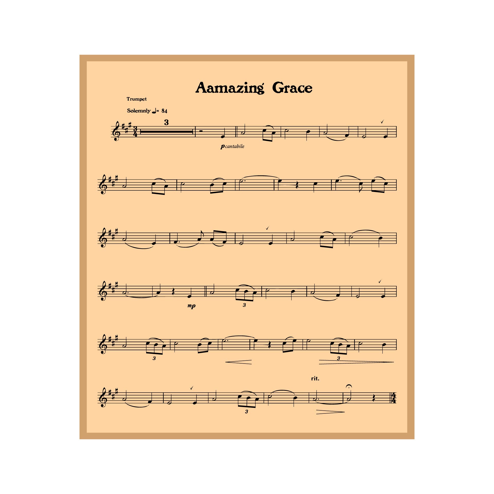 Amazing Grace Sheet Music For Trumpet