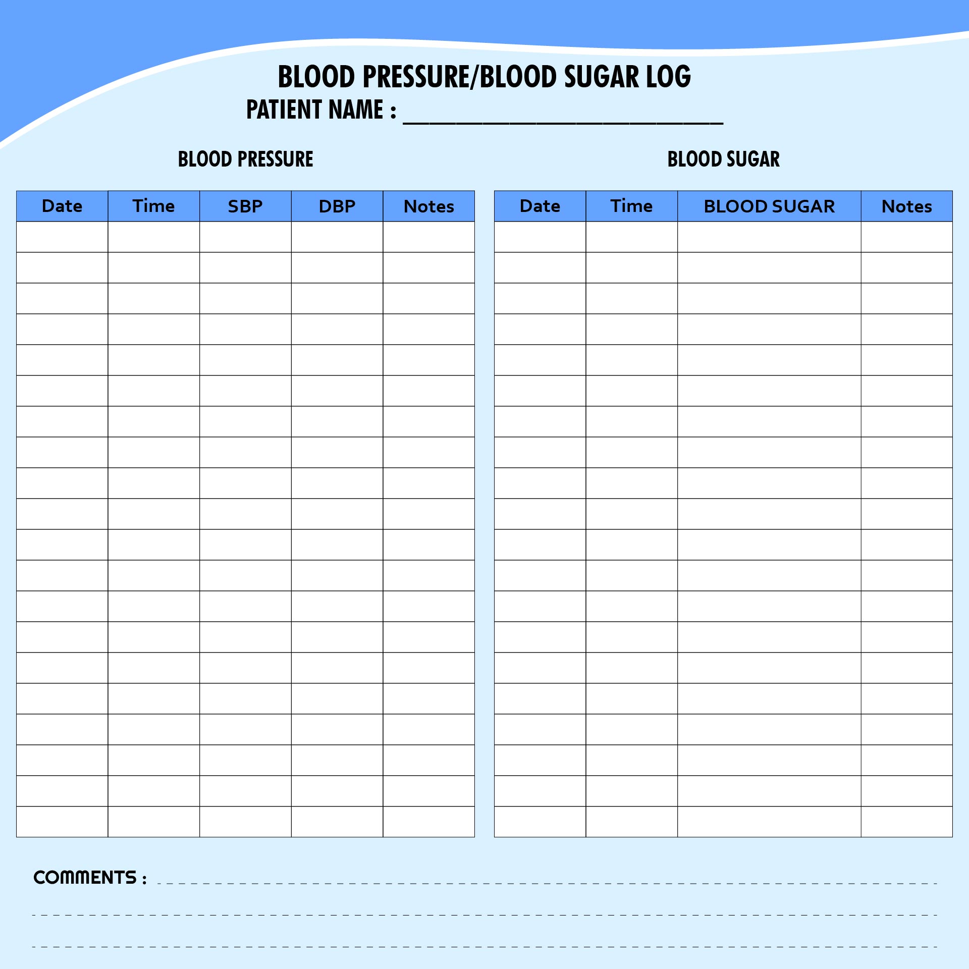 Blood Pressure And Blood Sugar Log Sheet Pdf Printable