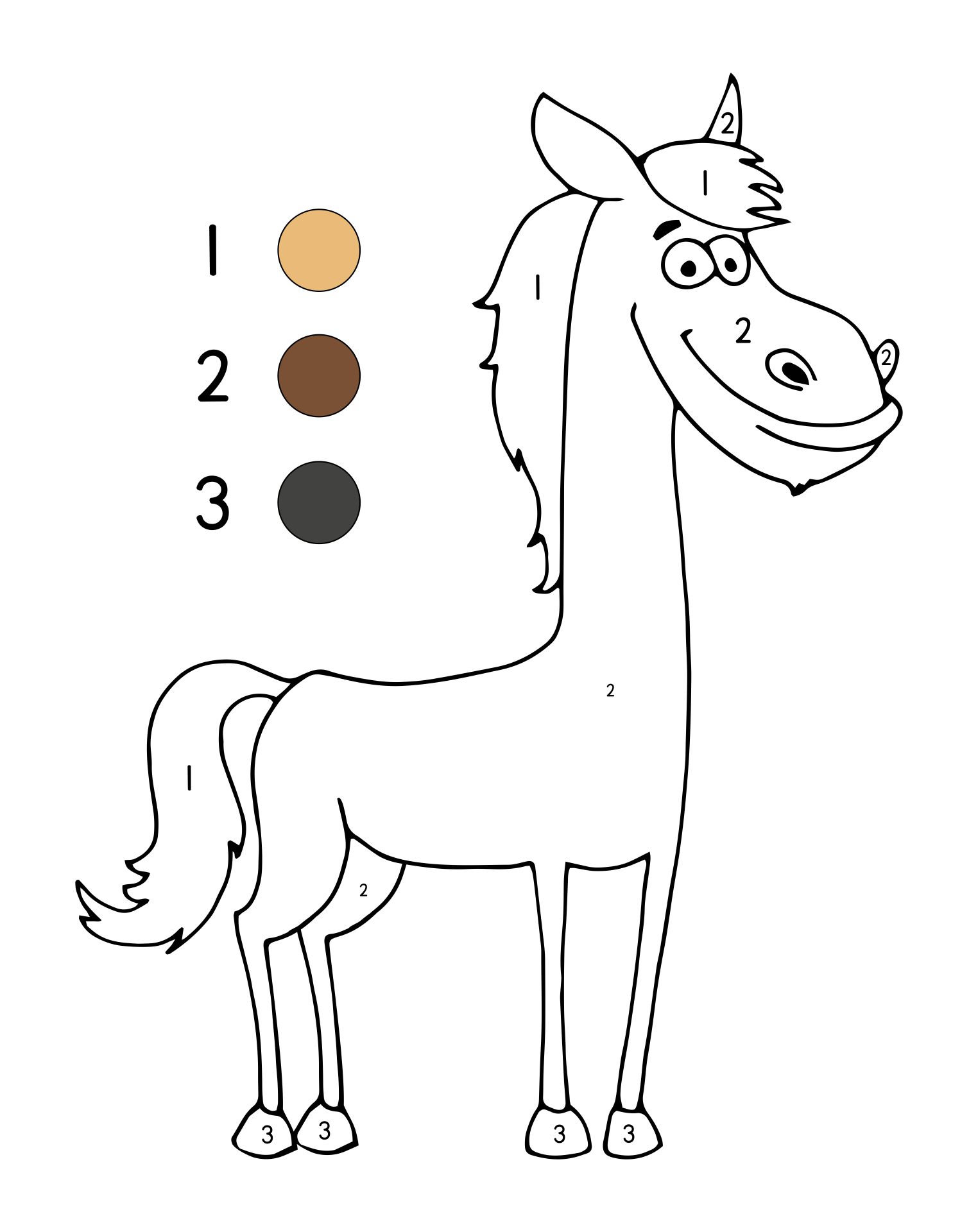 Color By Number Horse Coloring Pages