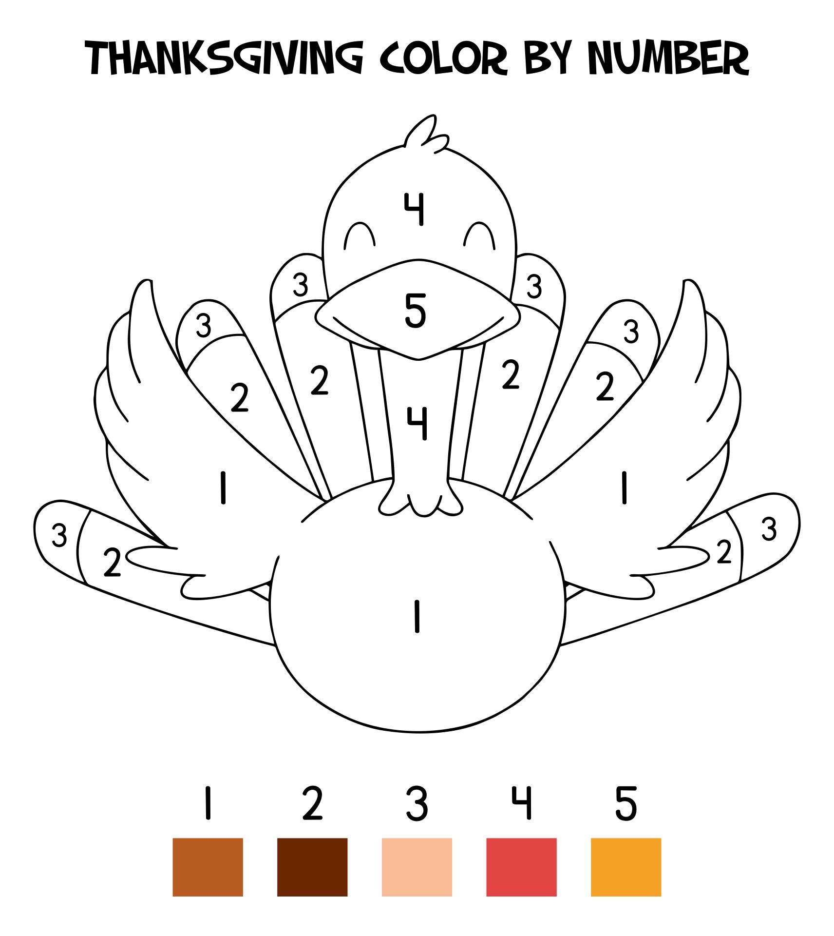 Color By Number Thanksgiving Coloring Pages