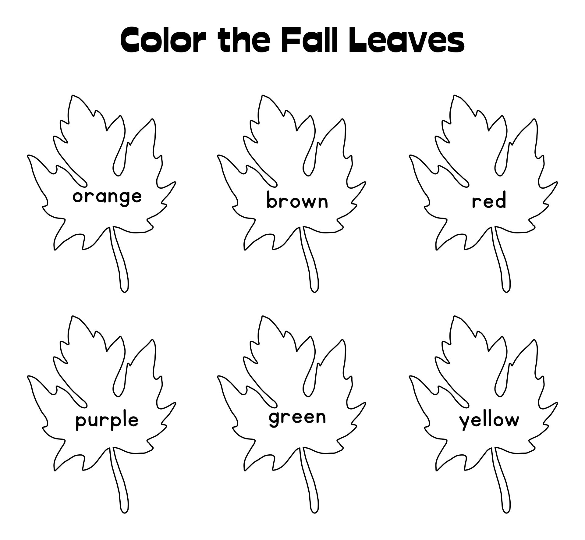 Color The Fall Leaves Worksheet