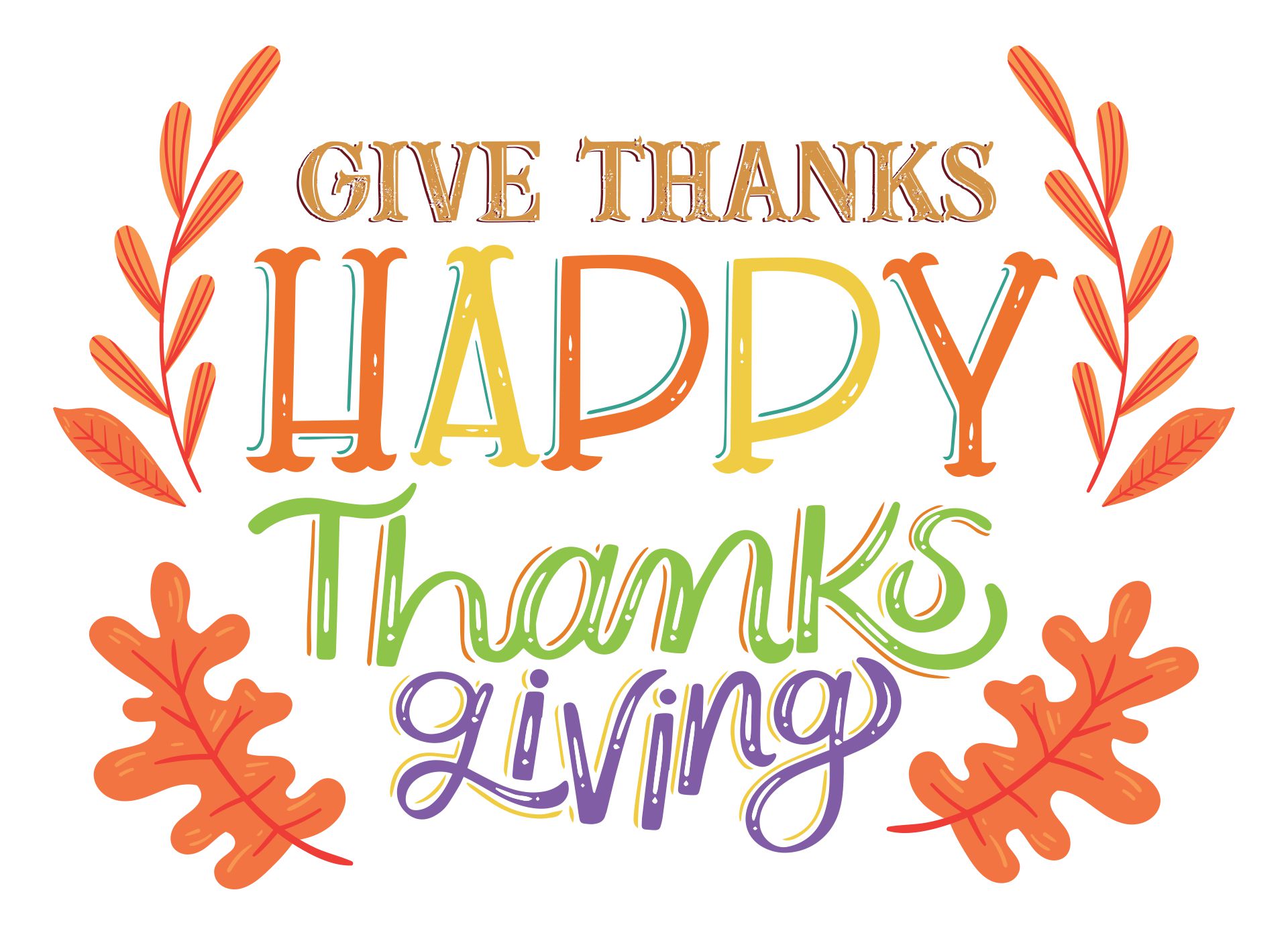 Colorful Thanksgiving Word Art