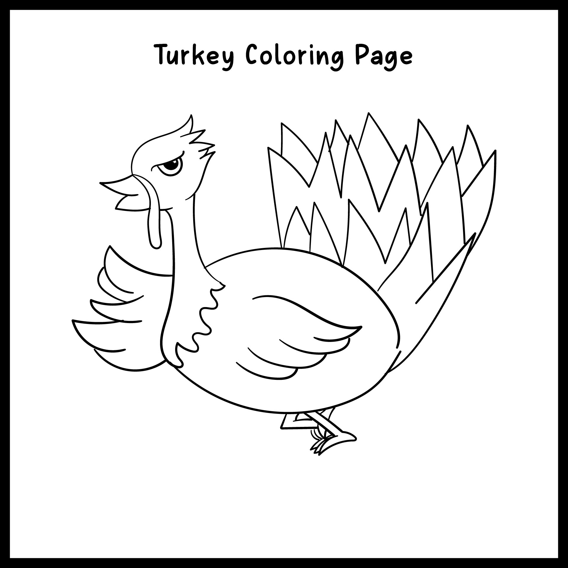 Easy Turkey Coloring Page Printable