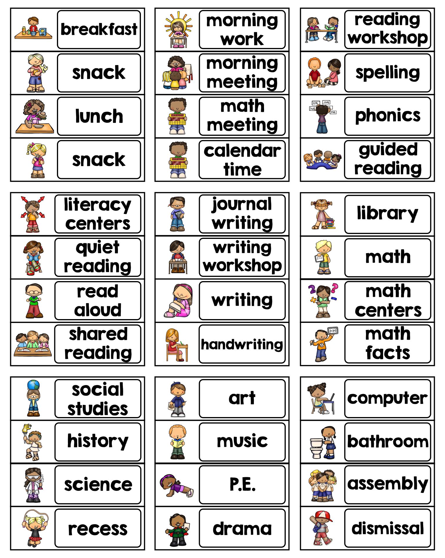Visual Schedule For Classroom Printable