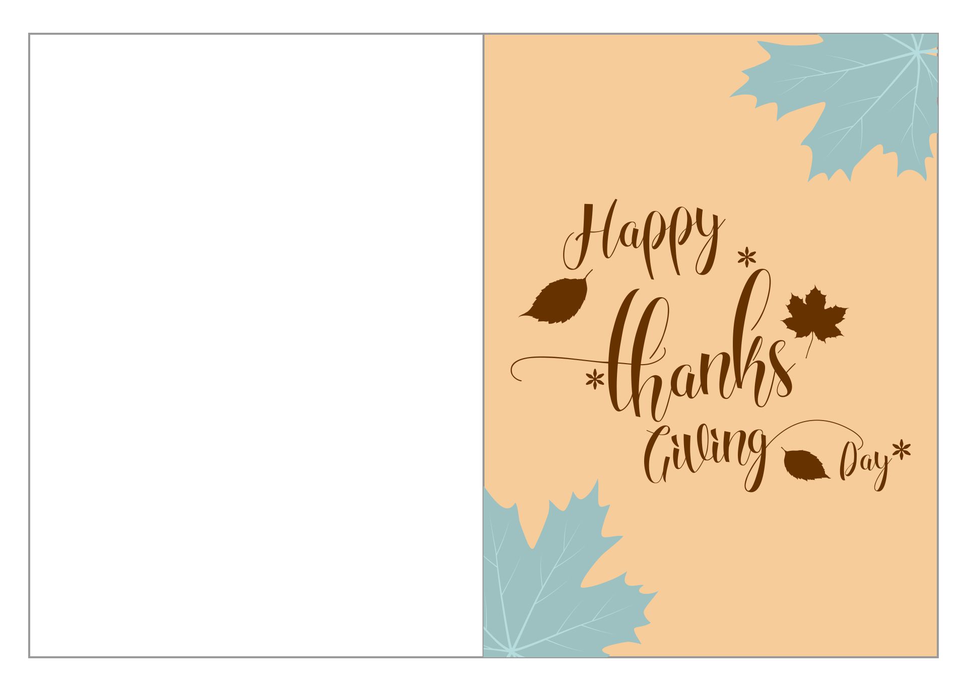 Happy Thanksgiving Card Template Printable