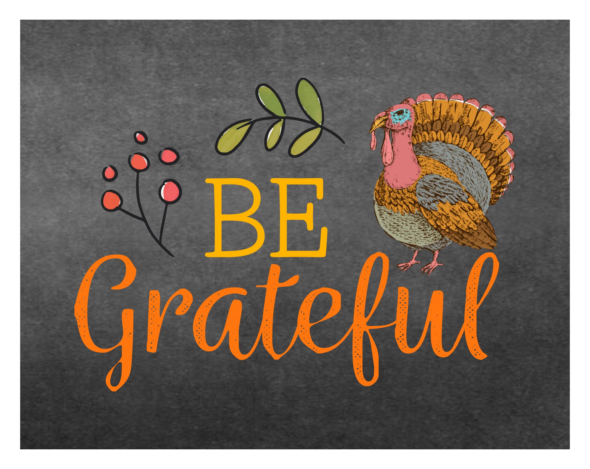 Happy Thanksgiving Chalkboard Printable Turkey Fall Decor