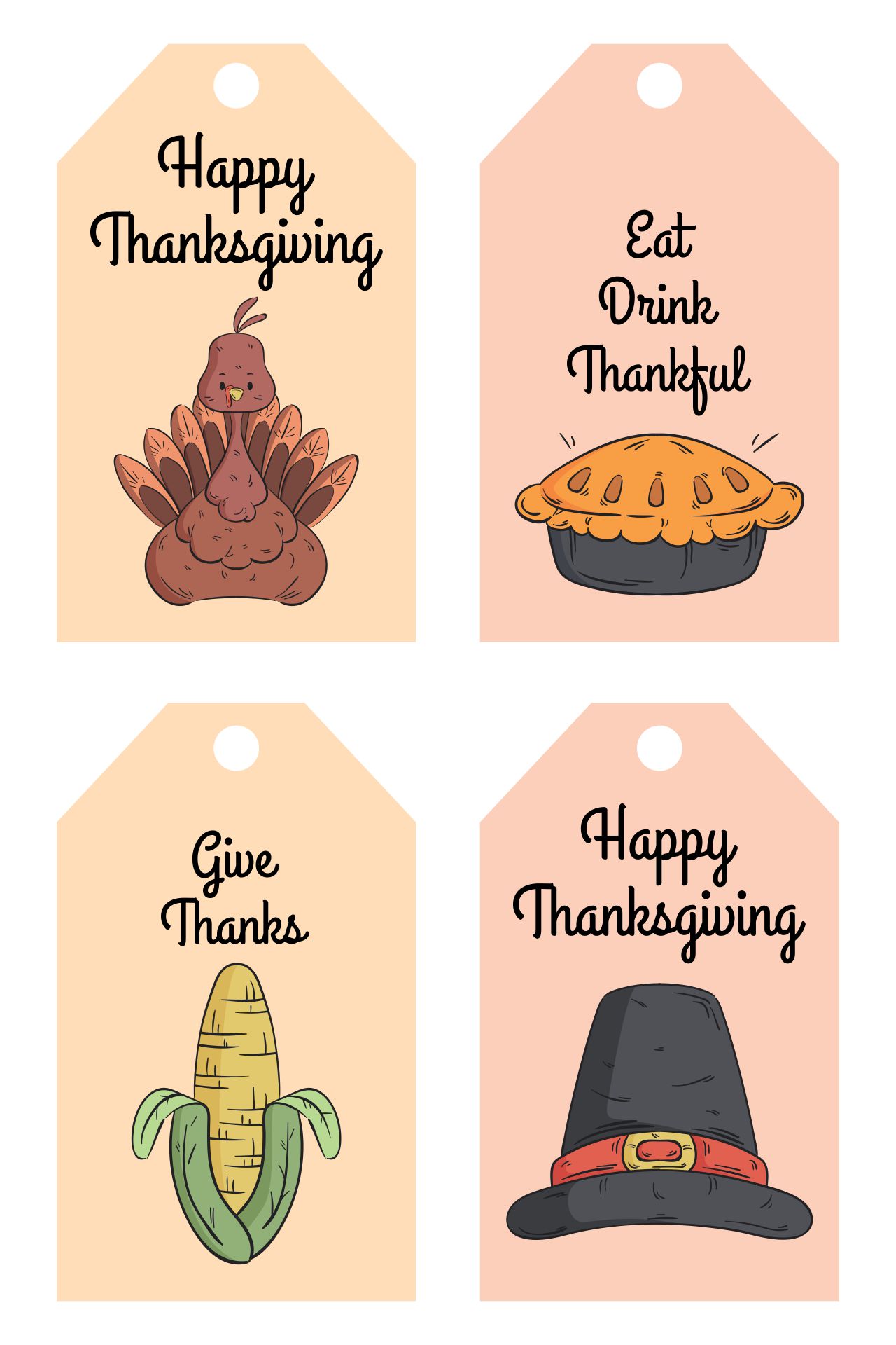 Happy Thanksgiving Gift Tags Personalized Printable