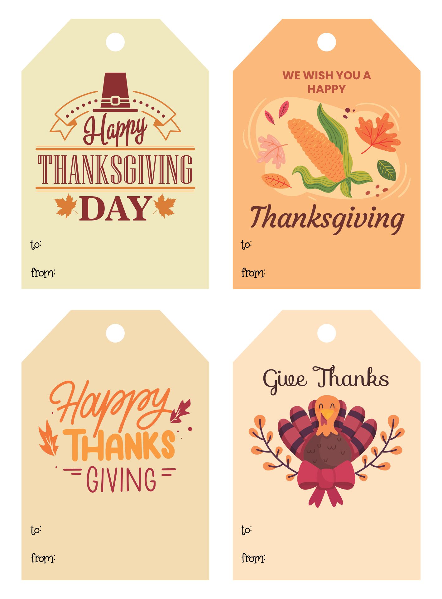 Happy Thanksgiving Printable Gift Tags