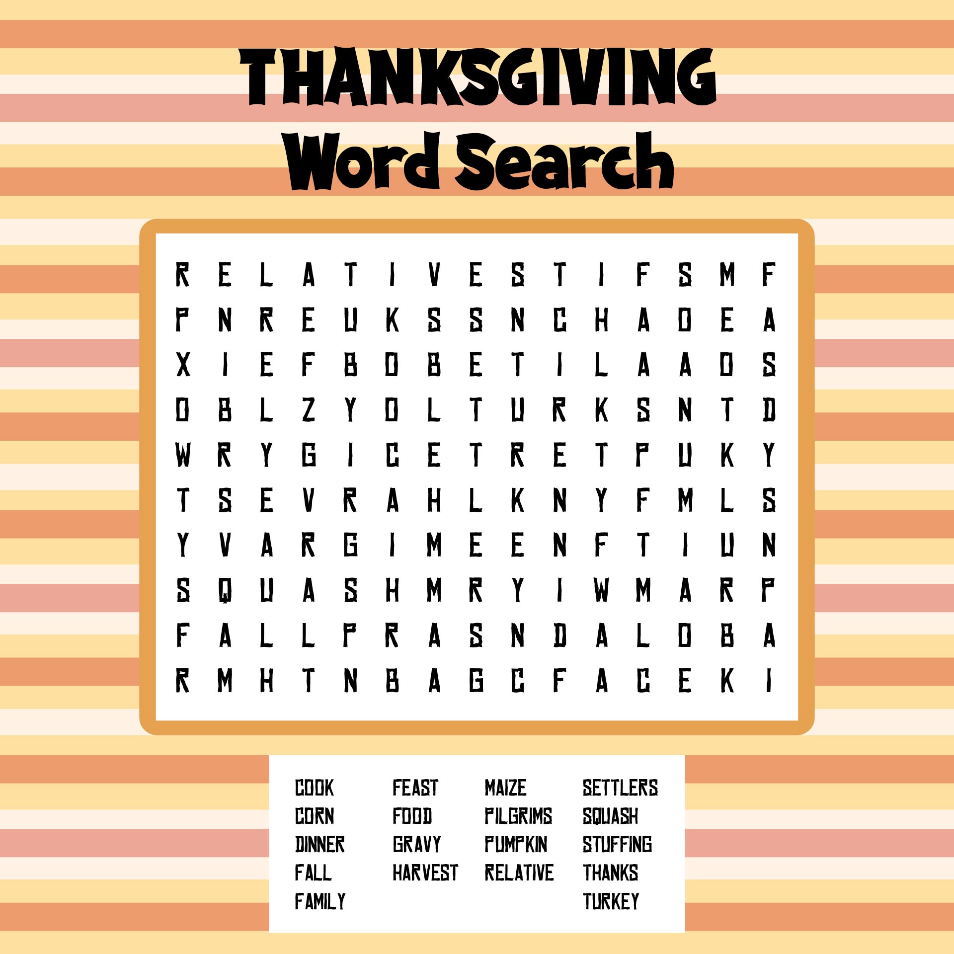 History Of Thansgiving Word Search Puzzle Worksheet Activity