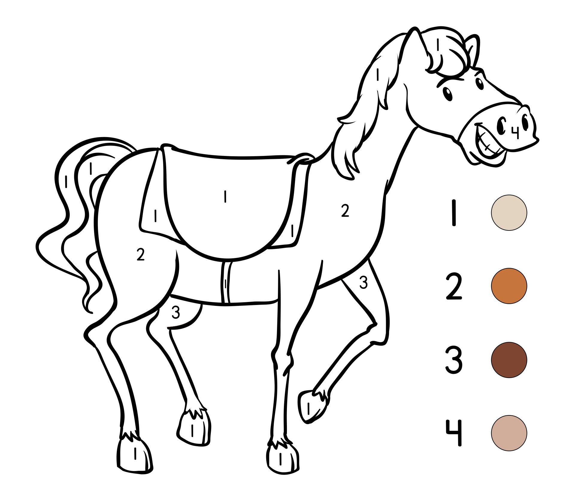 Horse Color By Number Printables