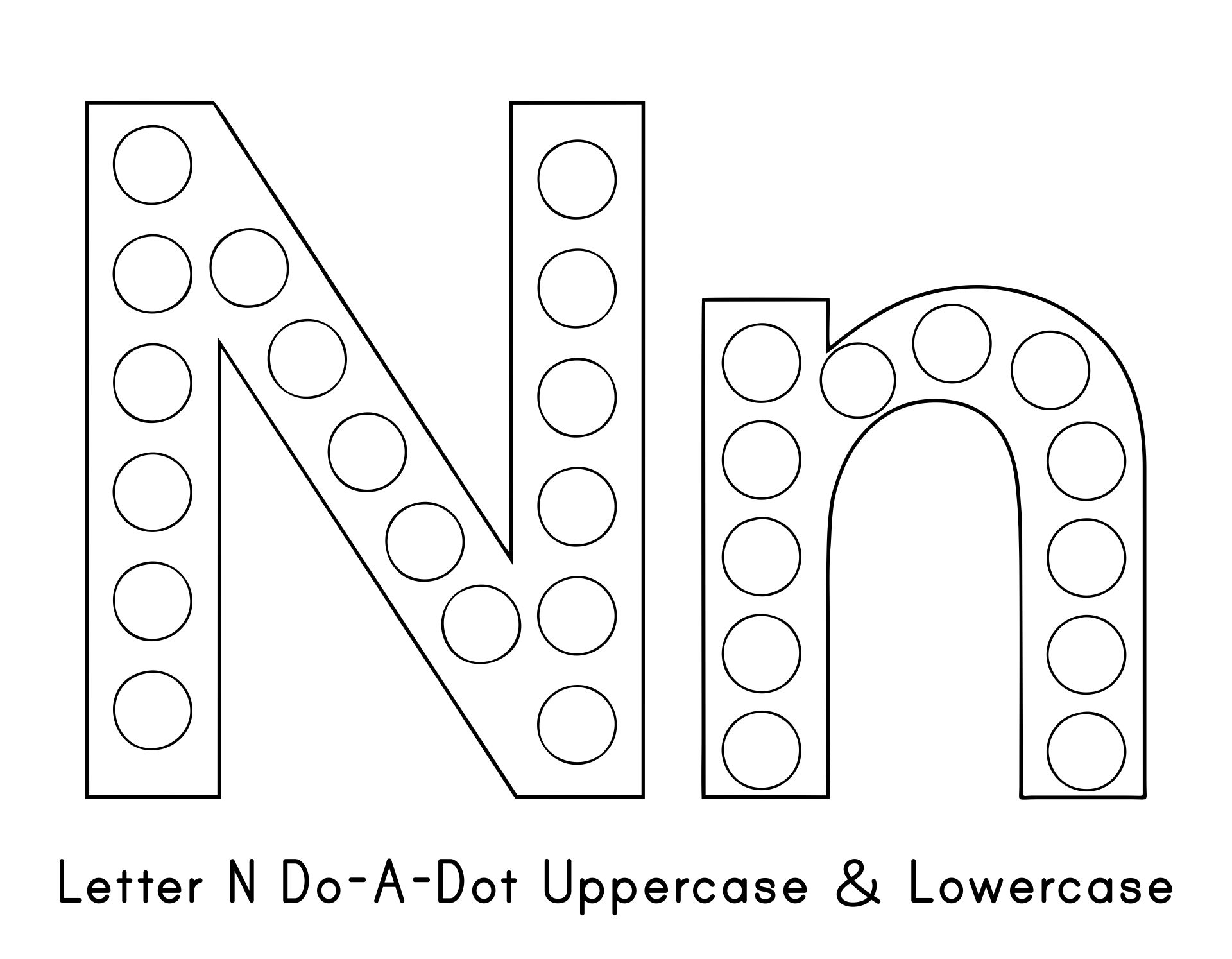 Letter N Do-A-Dot Printables Uppercase & Lowercase
