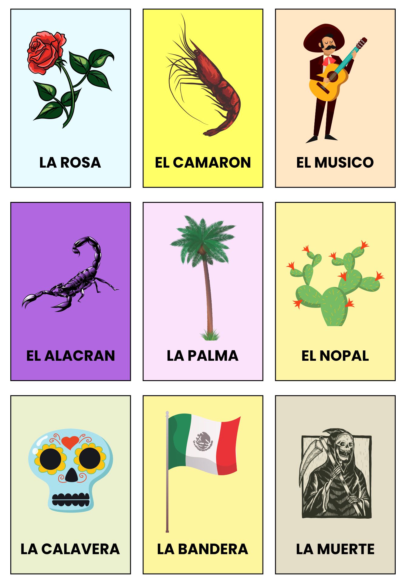 Mexican Bingo Cards Pictures Printable
