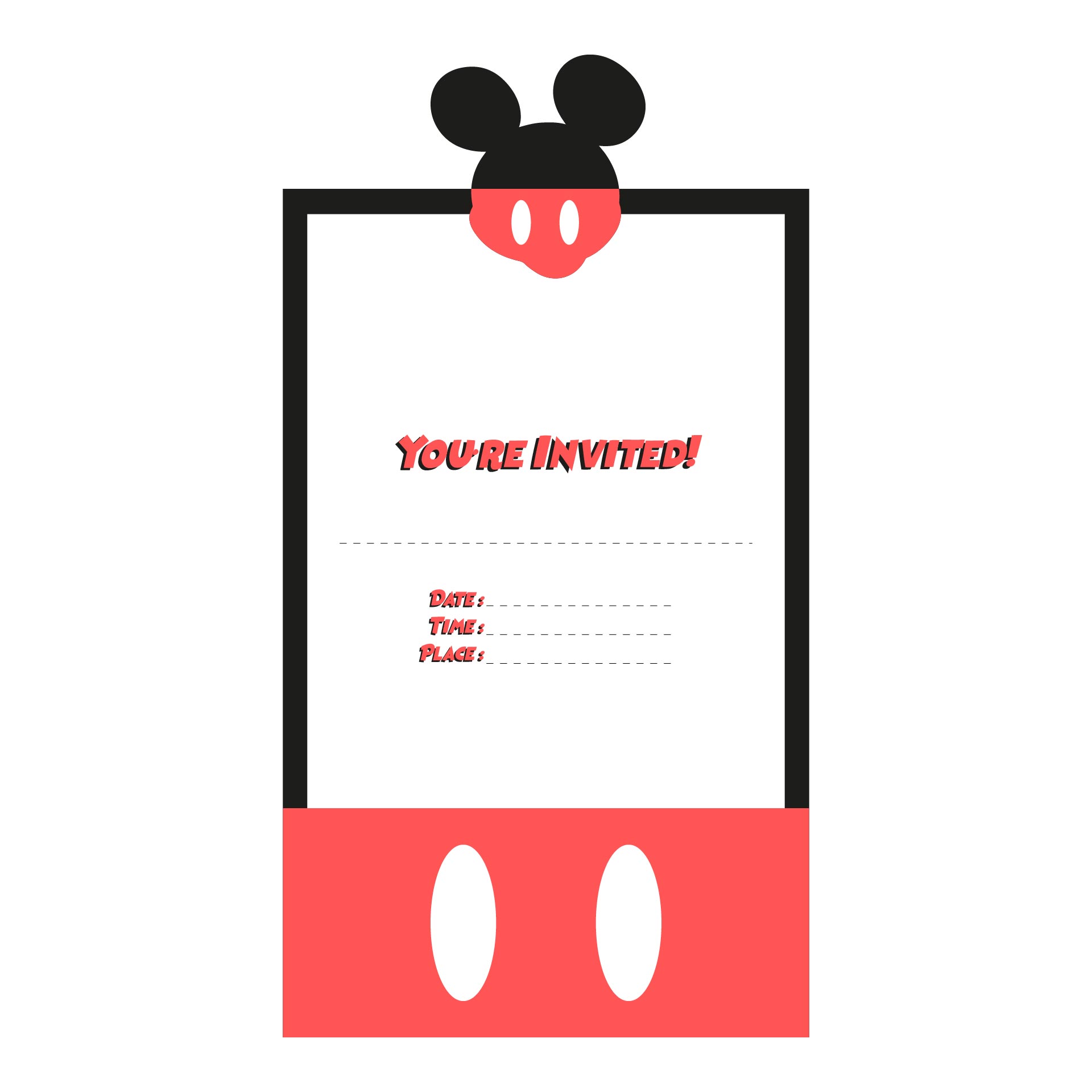 Mickey Mouse Template Invitation