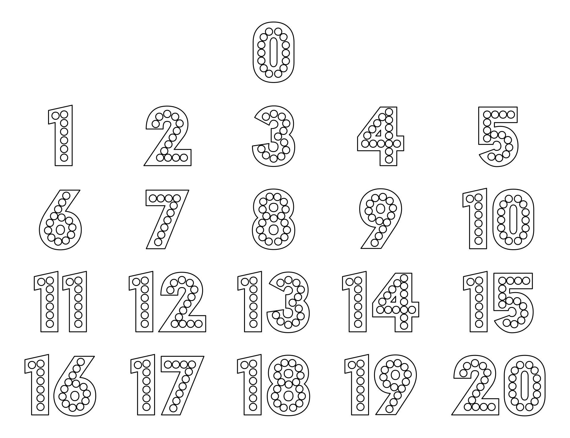 Numbers Zero Through Twenty Do-A-Dot Printables