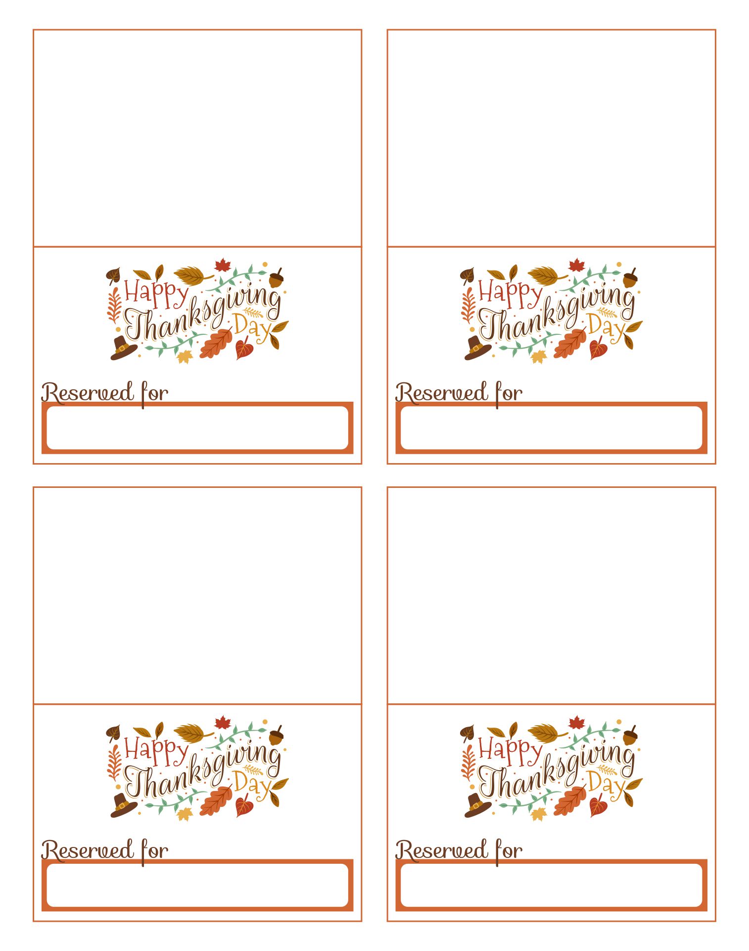 Place Cards For Thanksgiving Printable