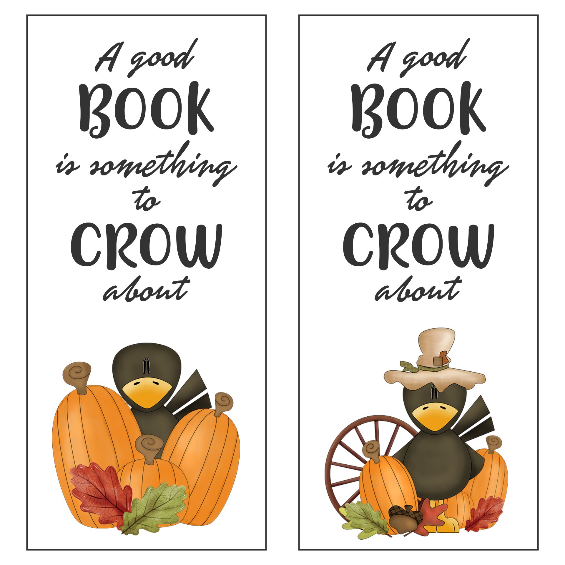 Printable Autumn Crows Bookmarks
