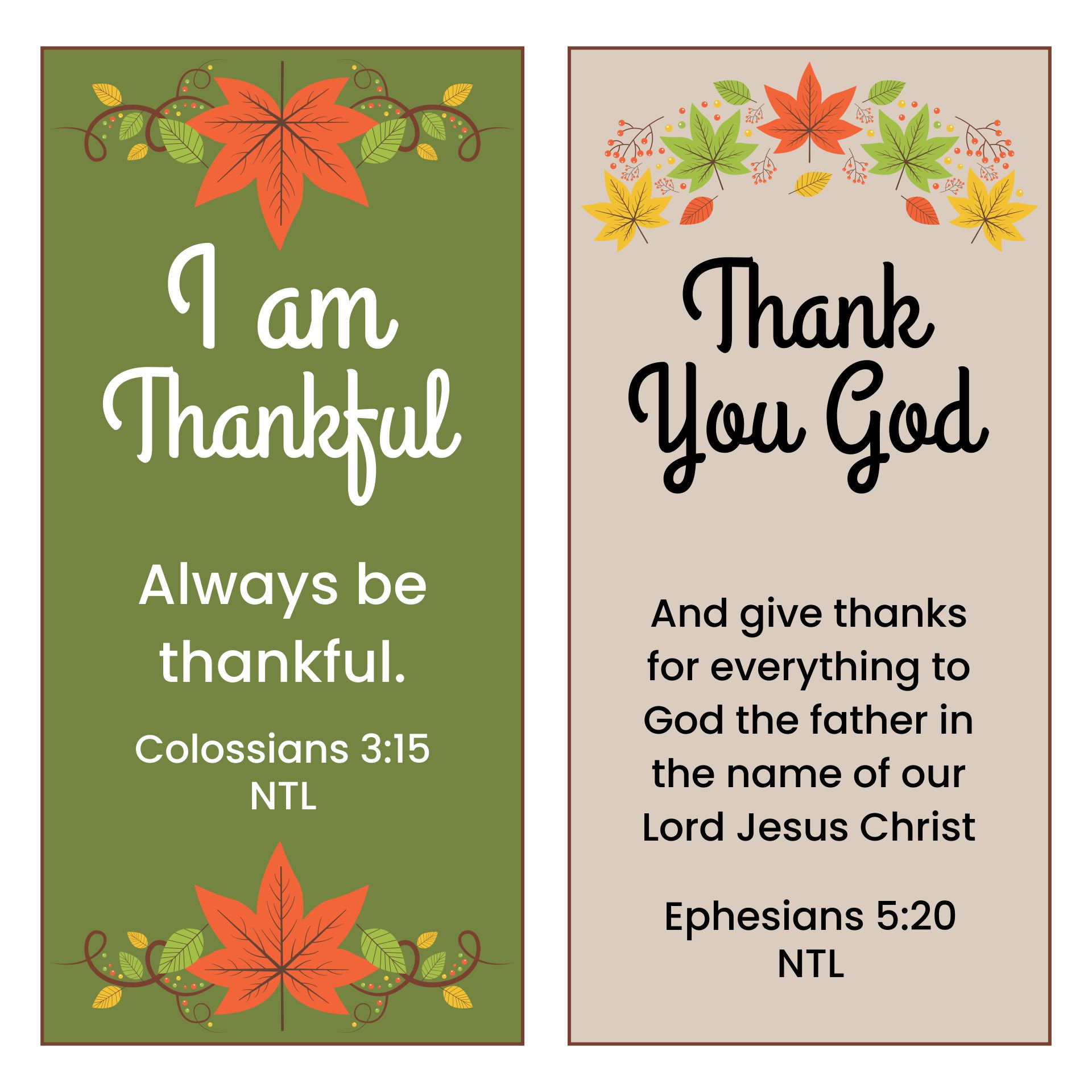 Printable Christian Thanksgiving Bookmarks