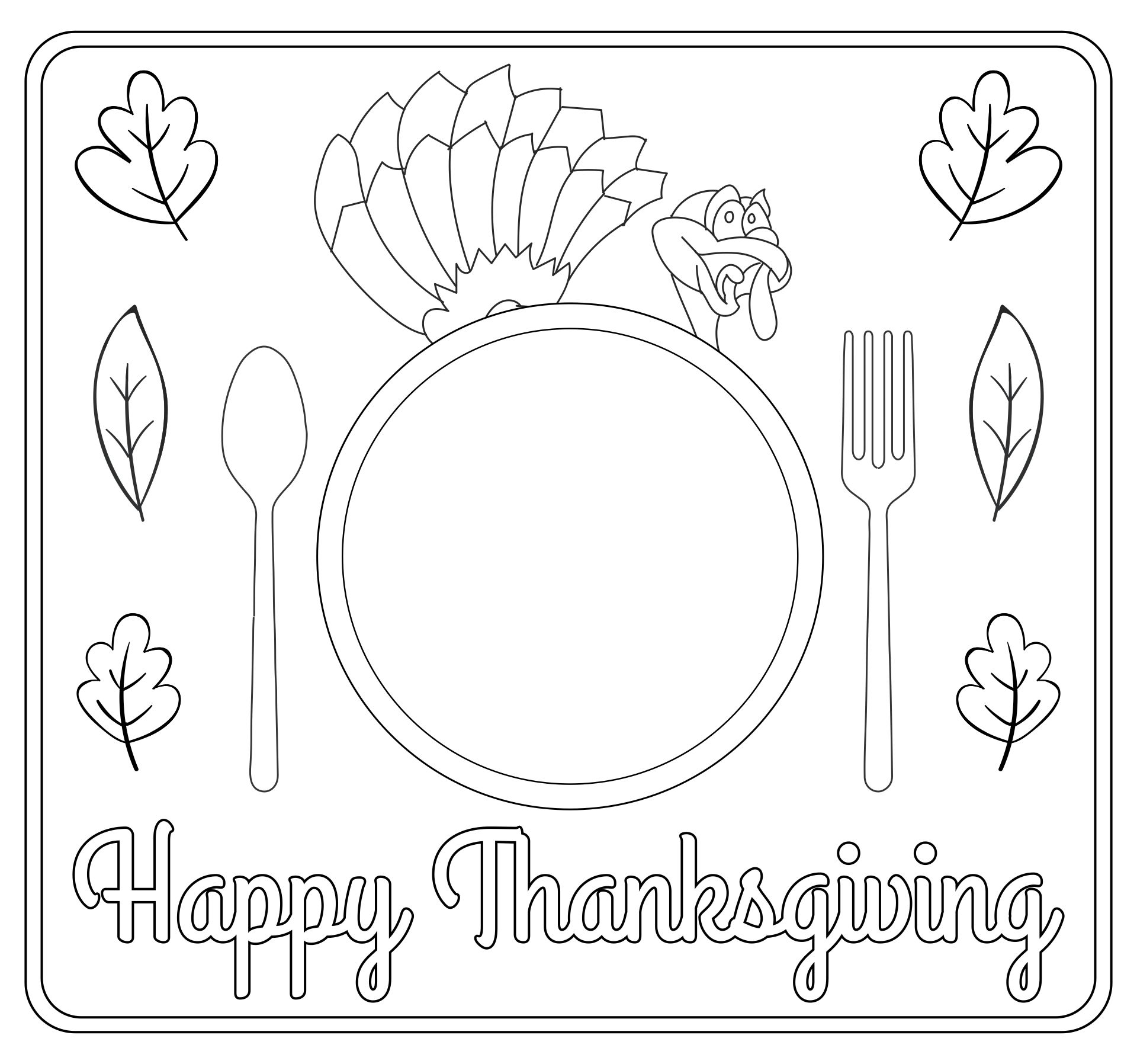 Printable Coloring Thanksgiving Placemats