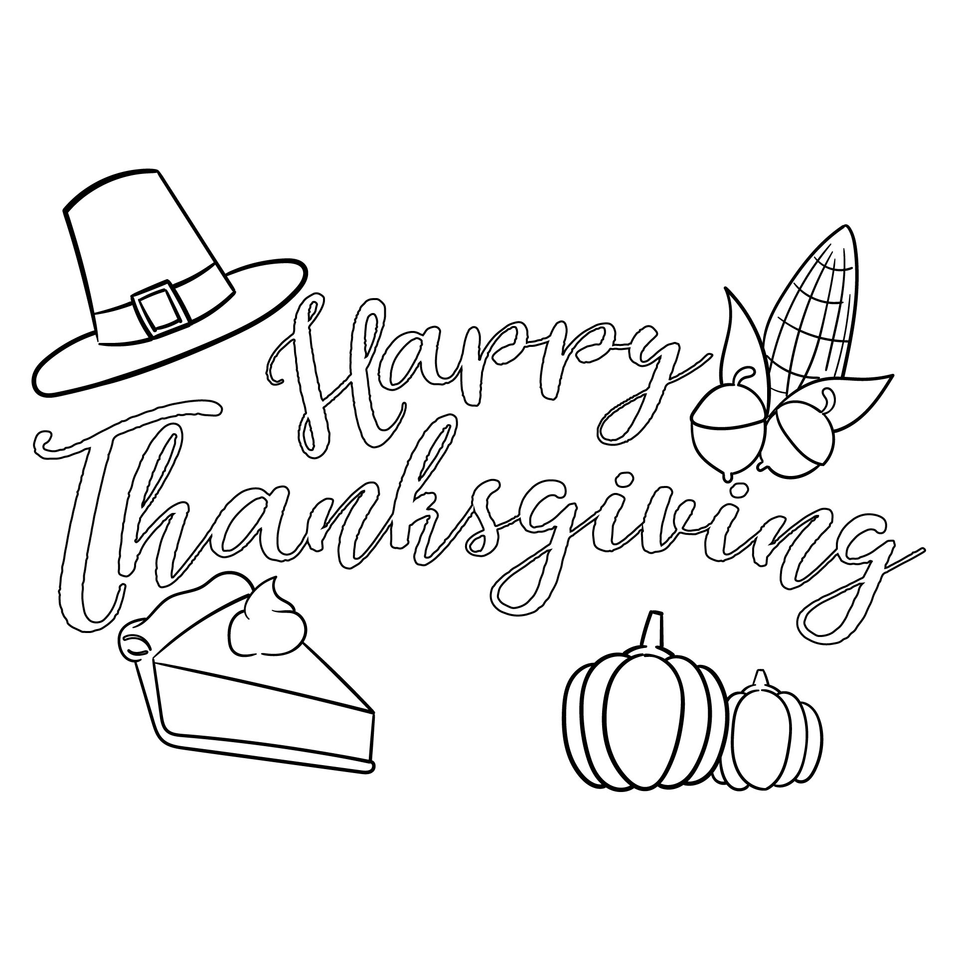 Printable Thank You Thanksgiving Card To Color