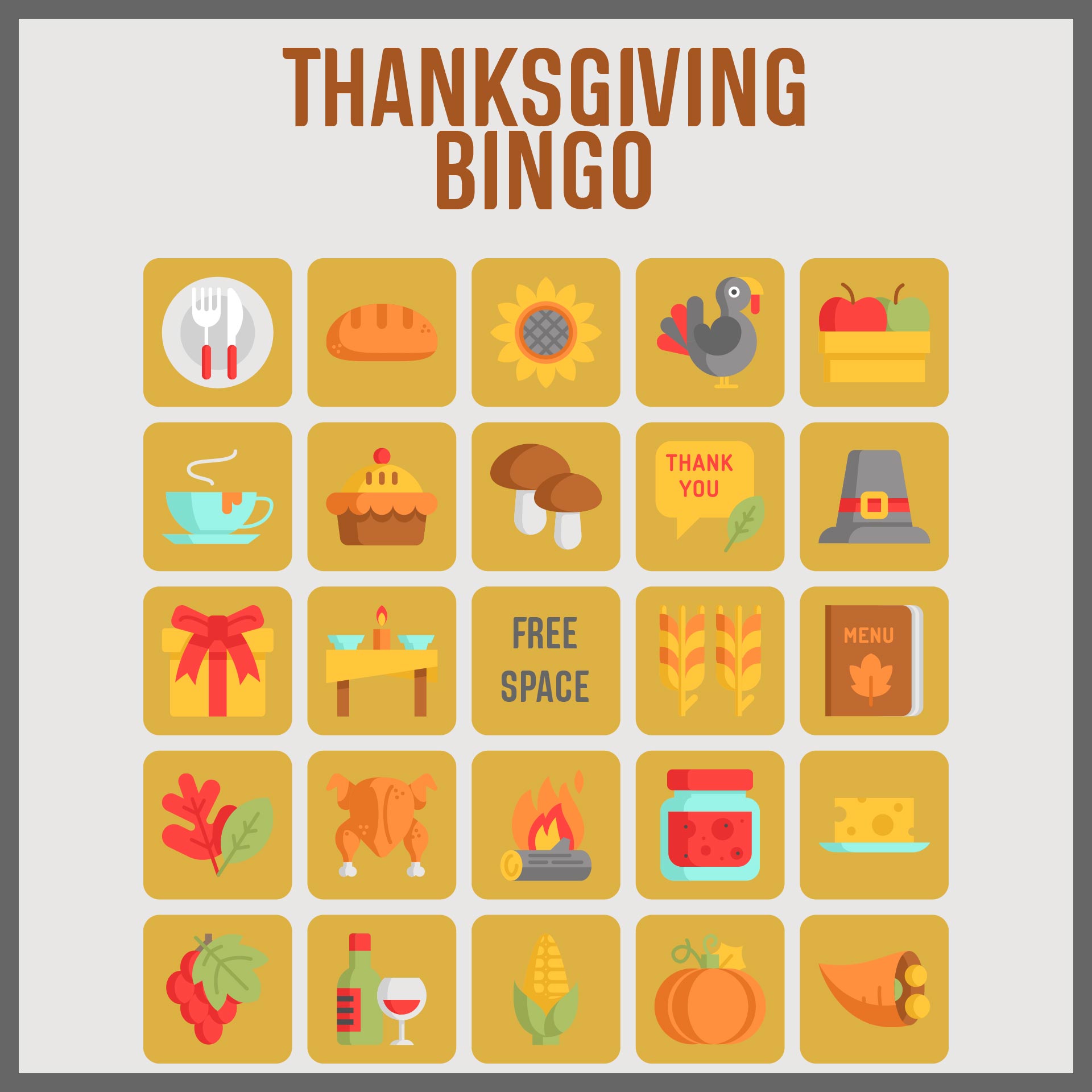Printable Thanksgiving Bingo Cards