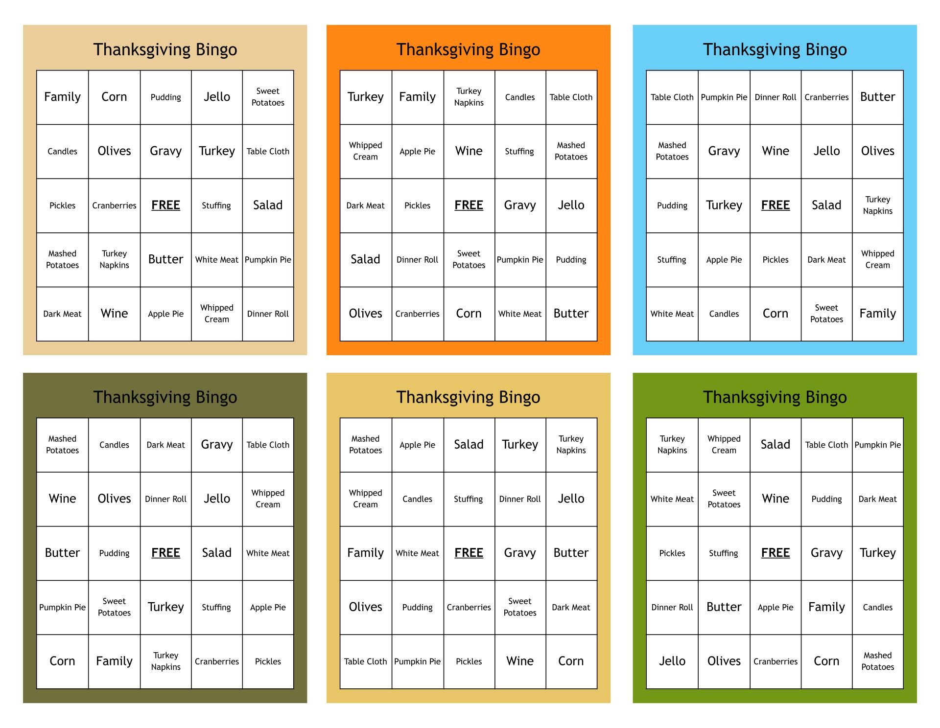 Printable Thanksgiving Card Games For Adults