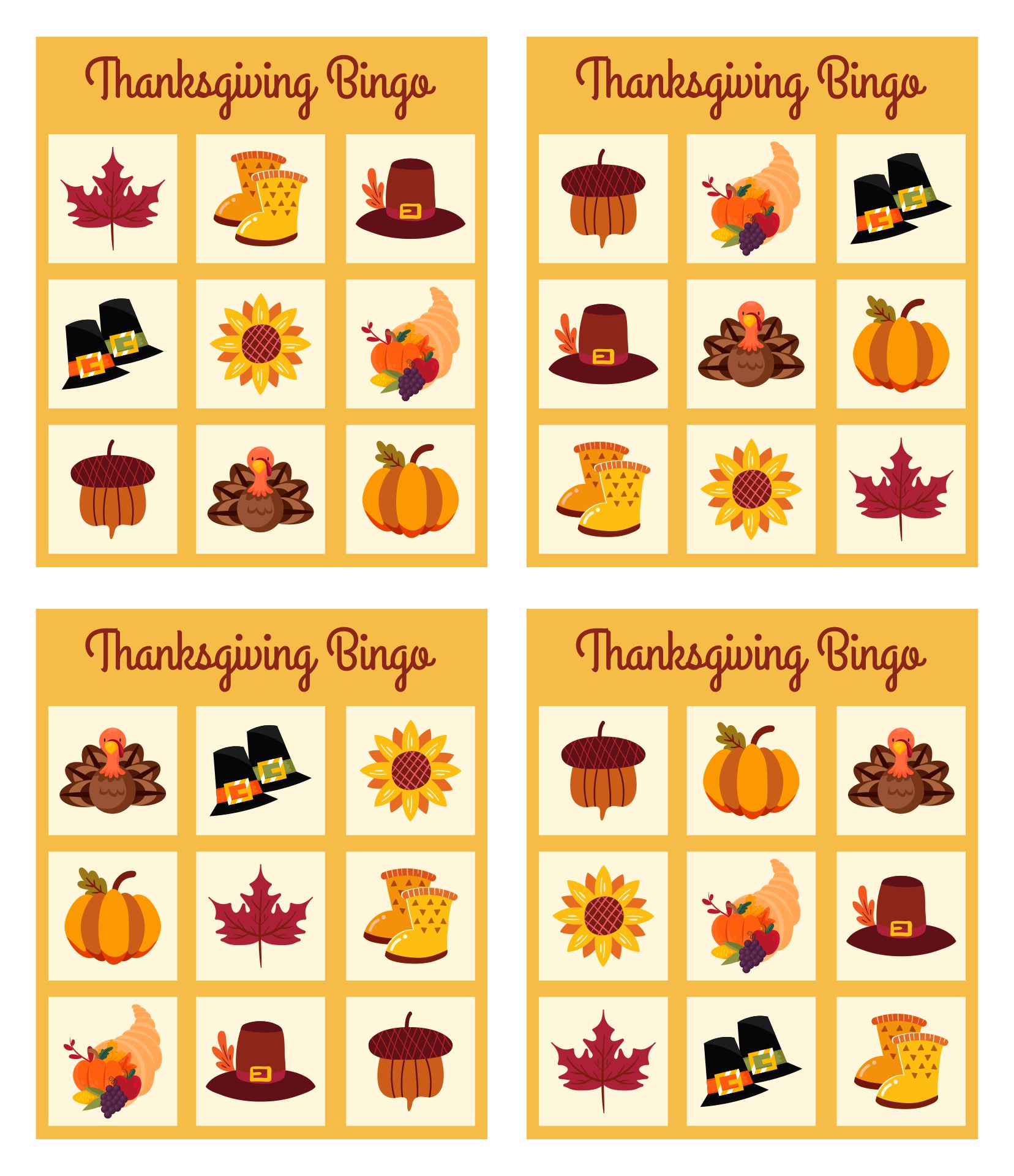 Printable Thanksgiving Card Games