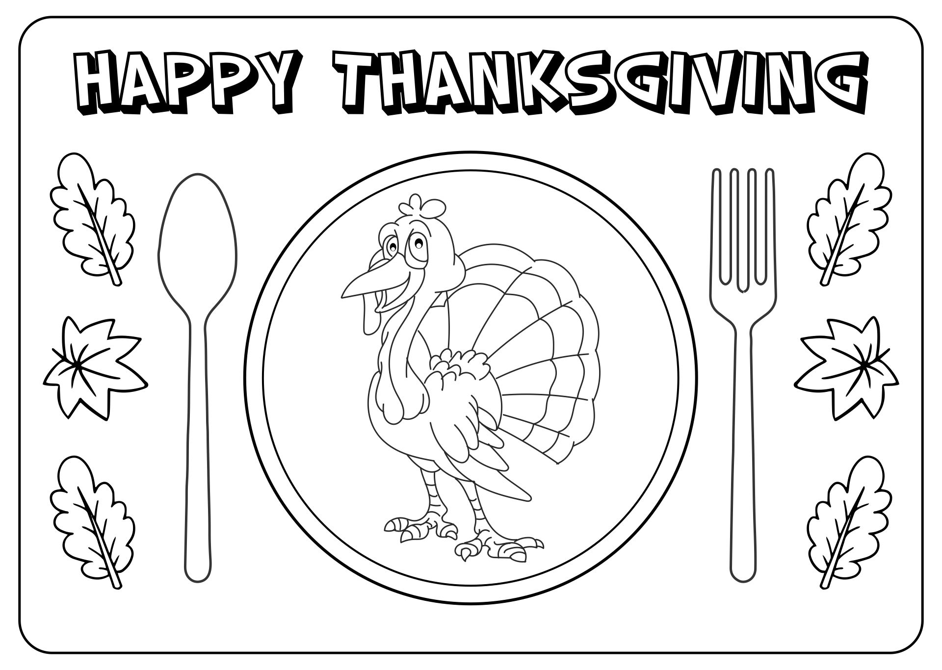 Printable Thanksgiving Coloring Page Placemat