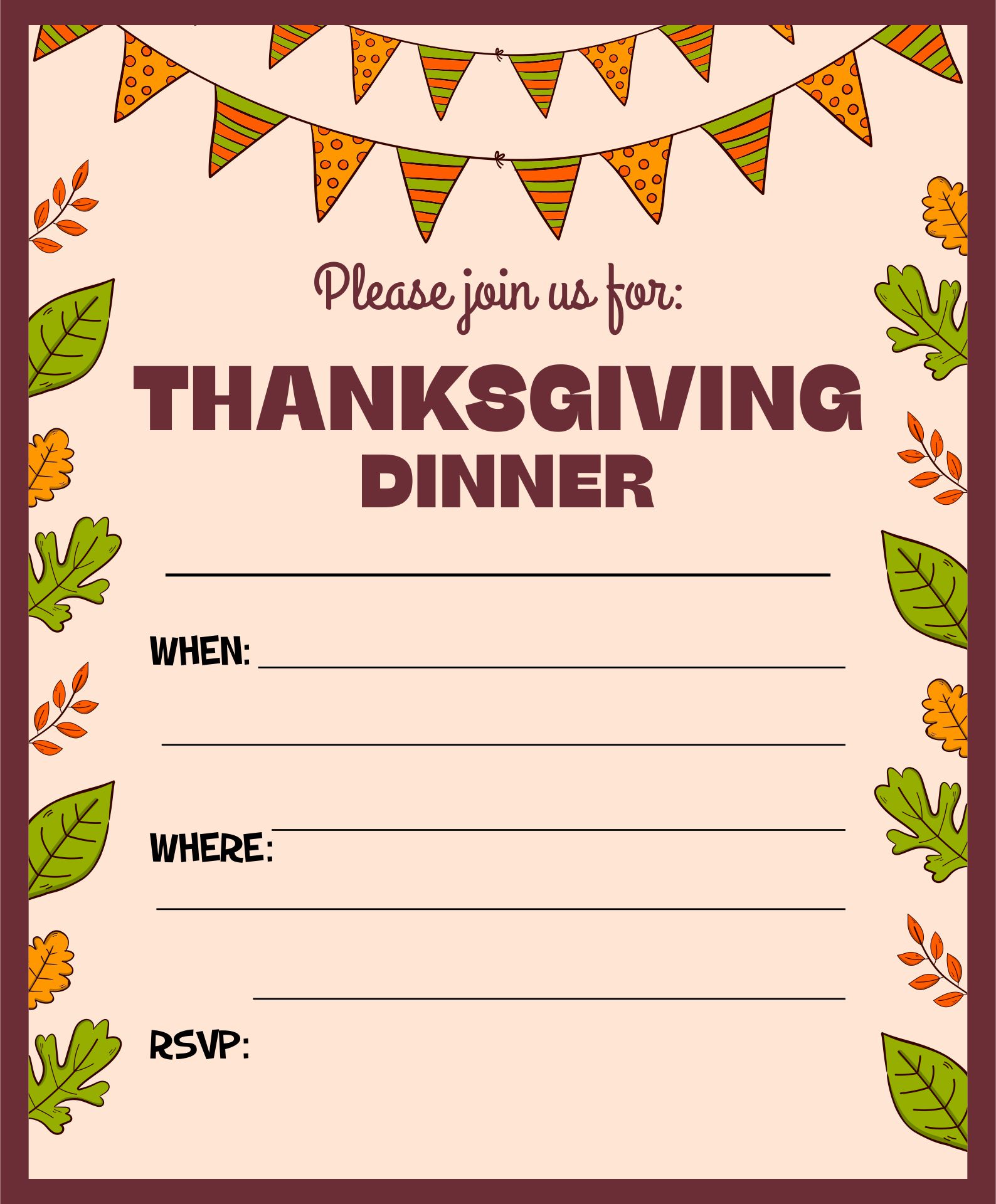 Printable Thanksgiving Dinner Invites