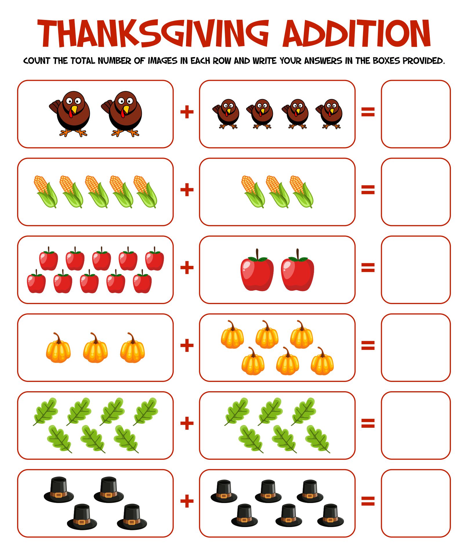 Printable Thanksgiving Math Worksheets For 3rd Grade