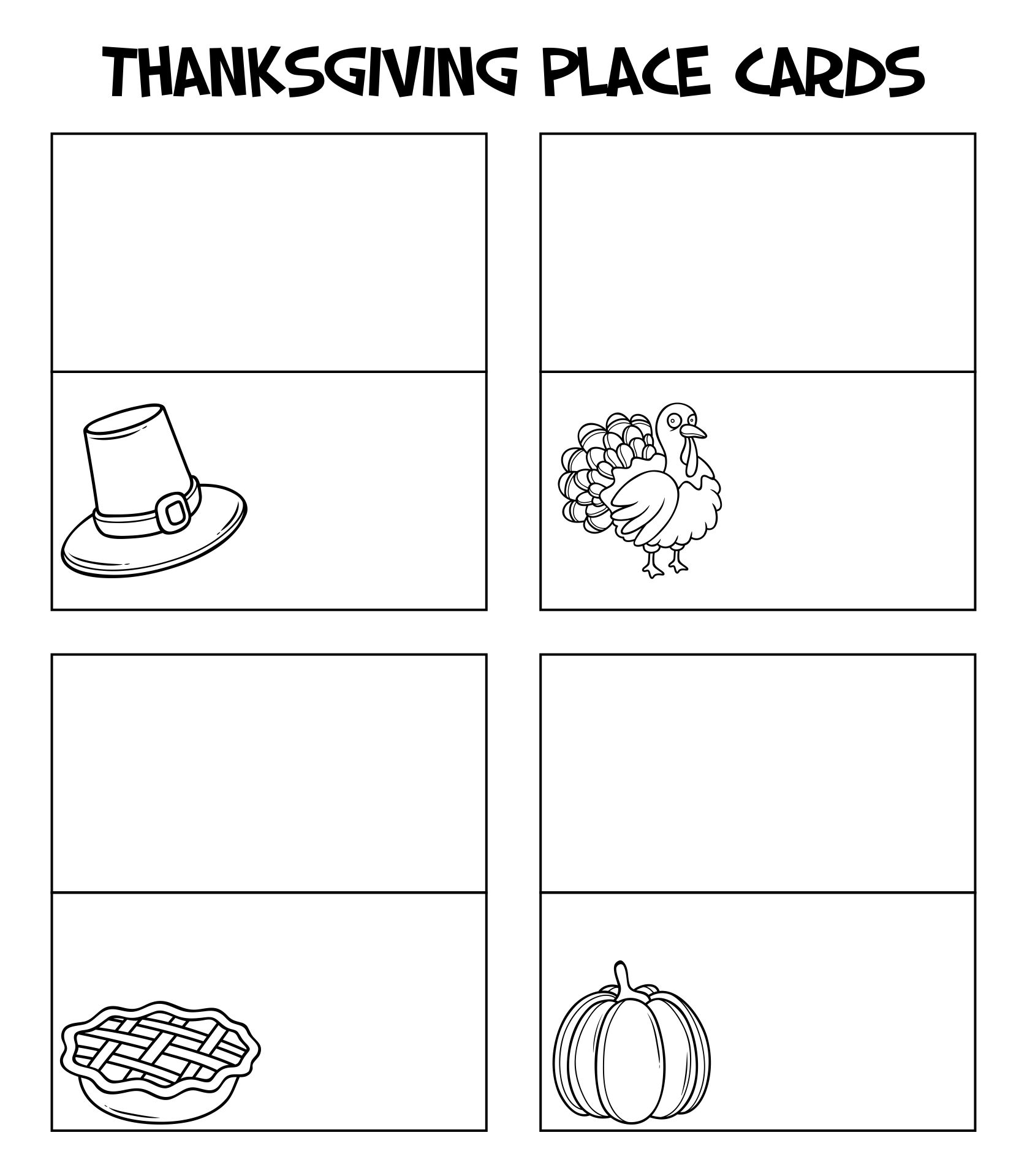 Printable Thanksgiving Place Cards To Color