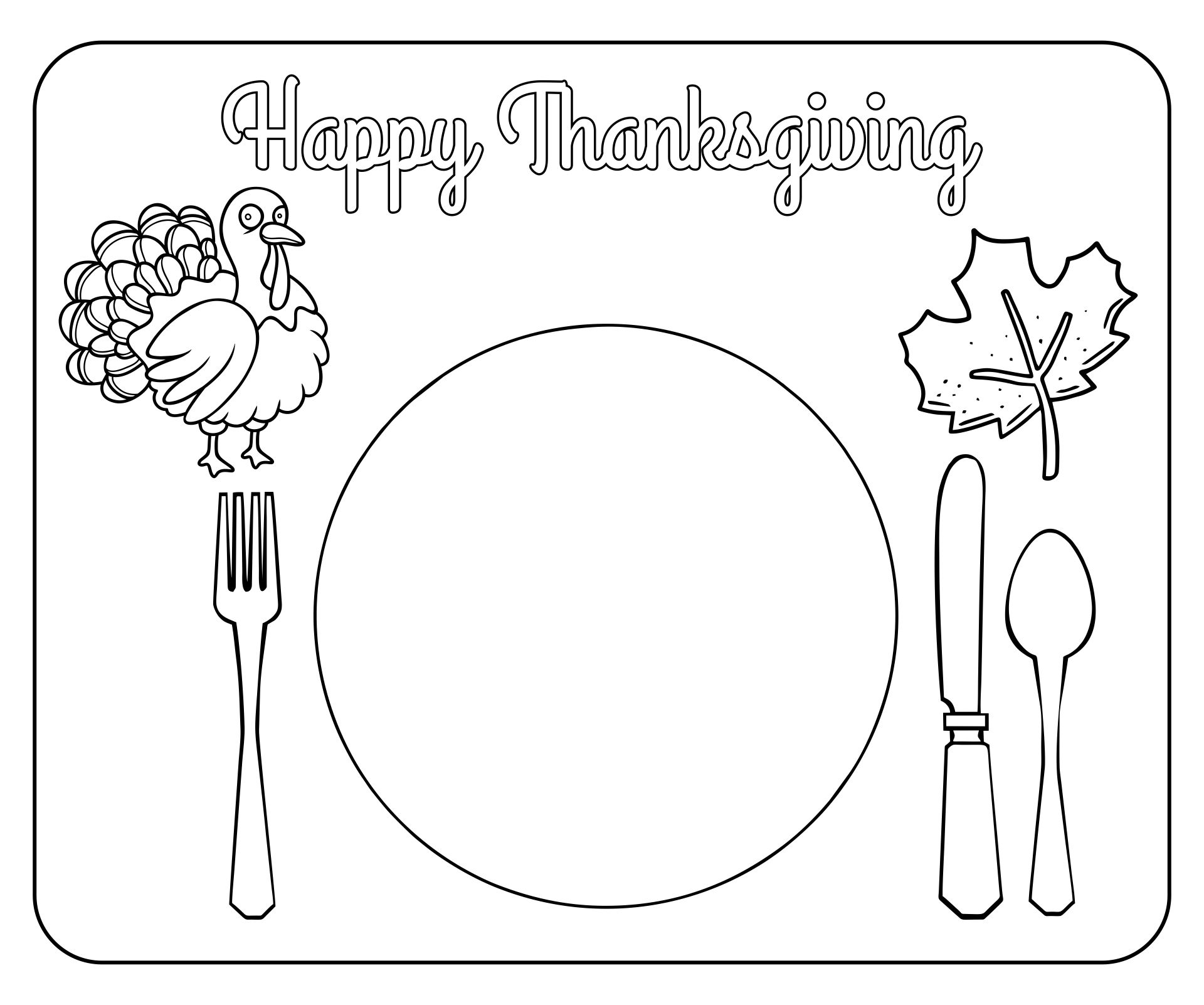 Printable Thanksgiving Placemat Coloring Sheet