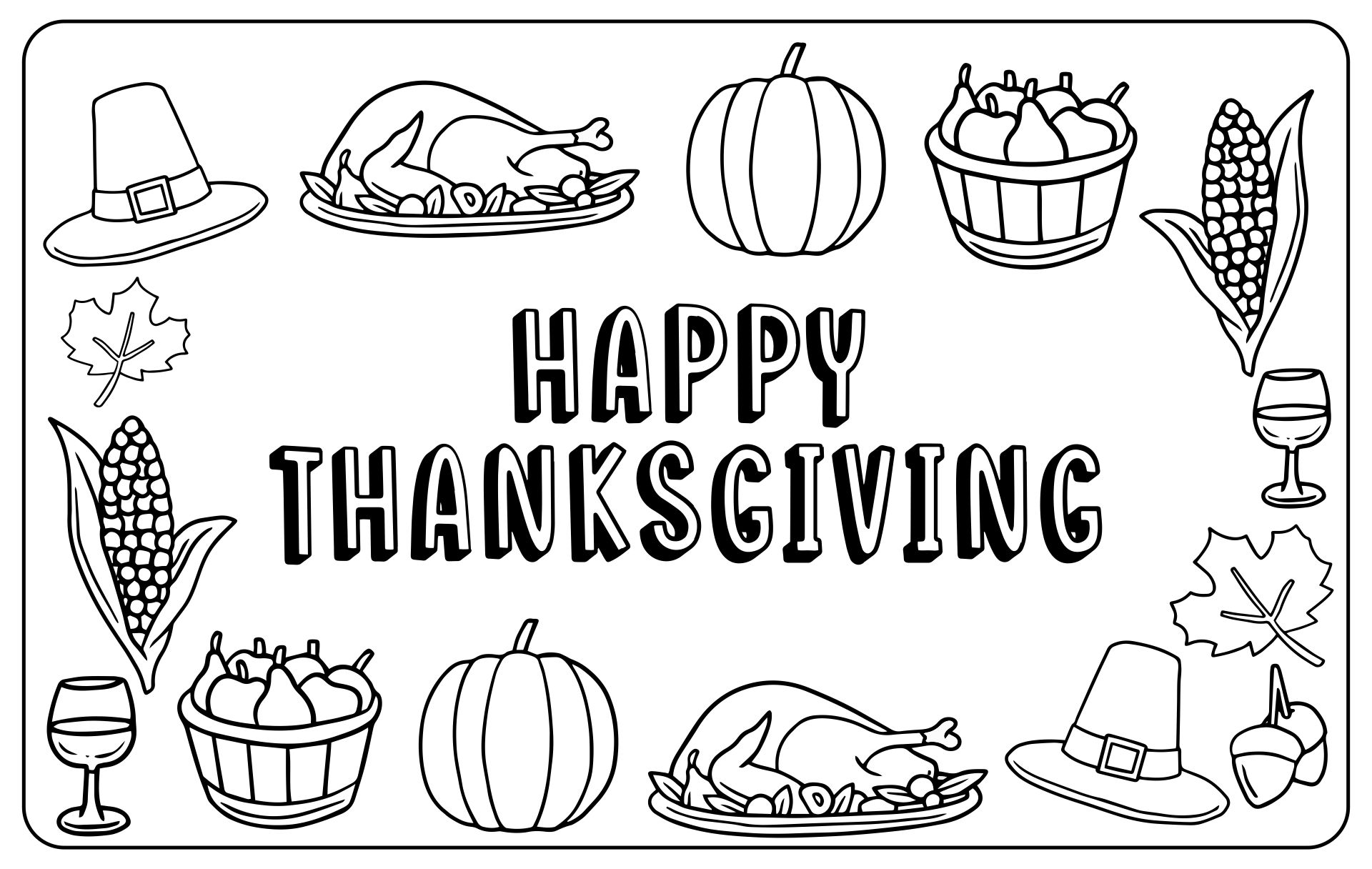 Printable Thanksgiving Placemats For Kids
