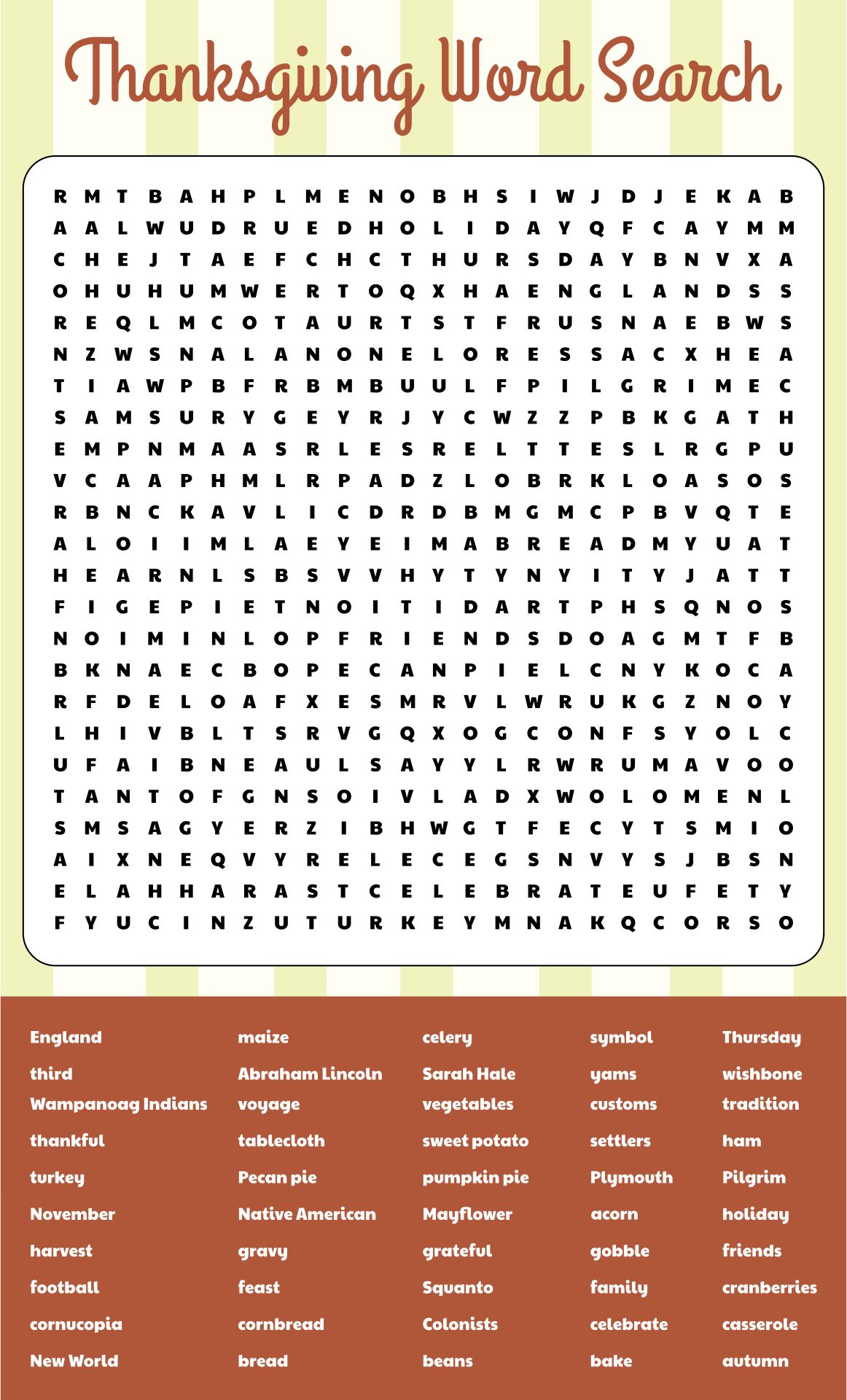 Printable Thanksgiving Word Search Puzzles For Adults