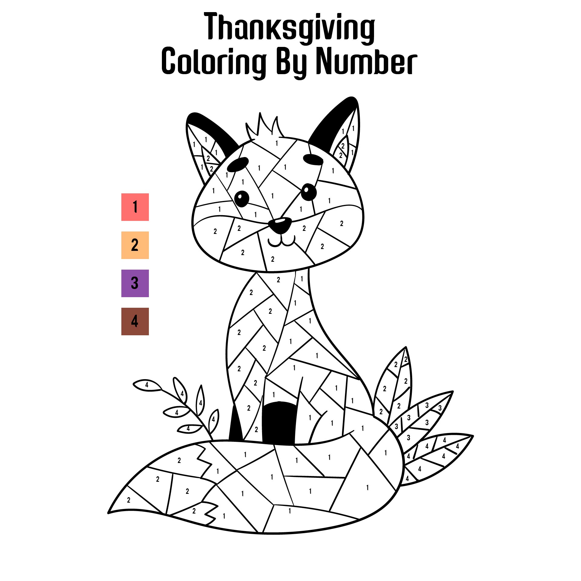 Thanksgiving Color By Number Printable Kids Activity
