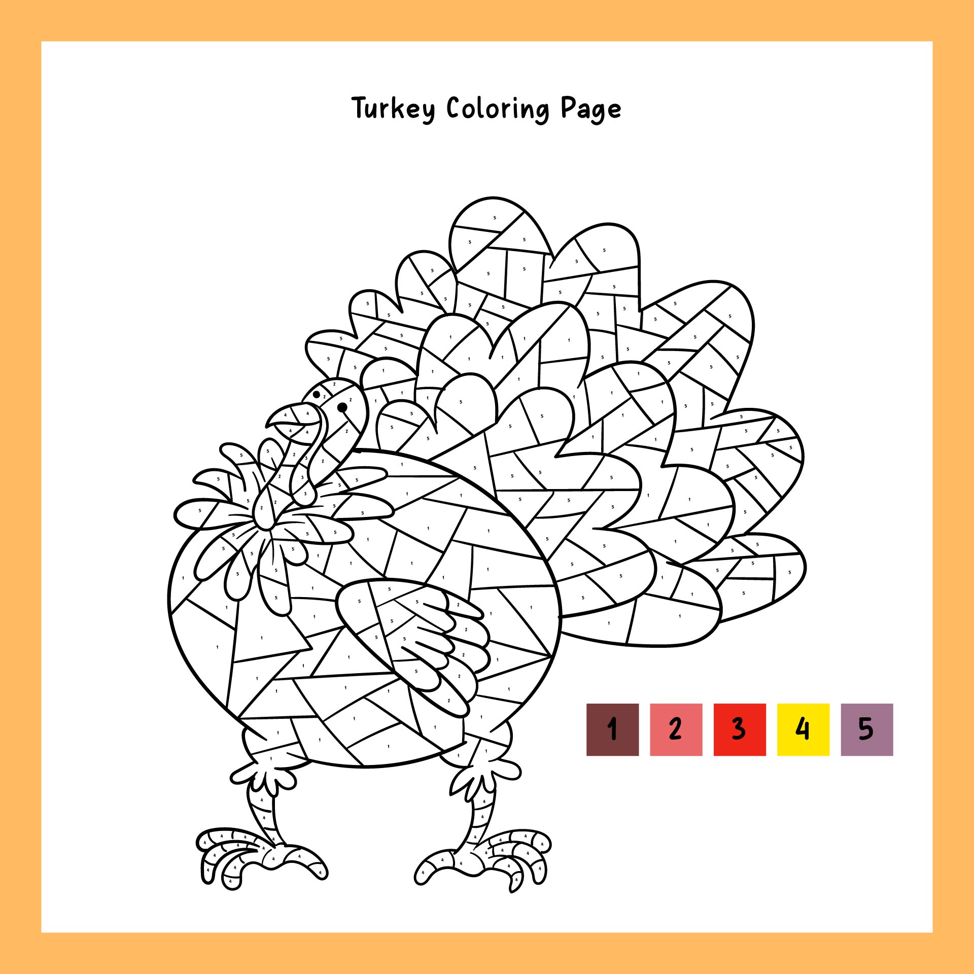 Thanksgiving Color By Number Turkey