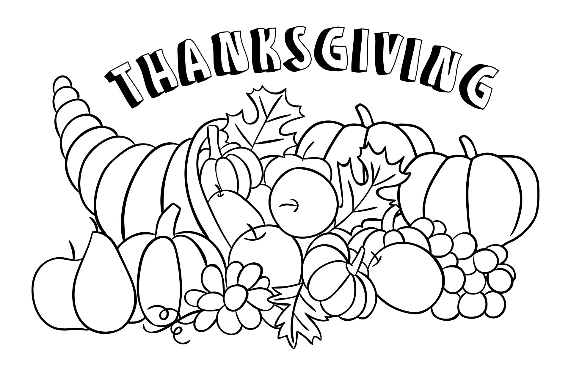 Thanksgiving Day Coloring Pages For Kids Vegetables Printable