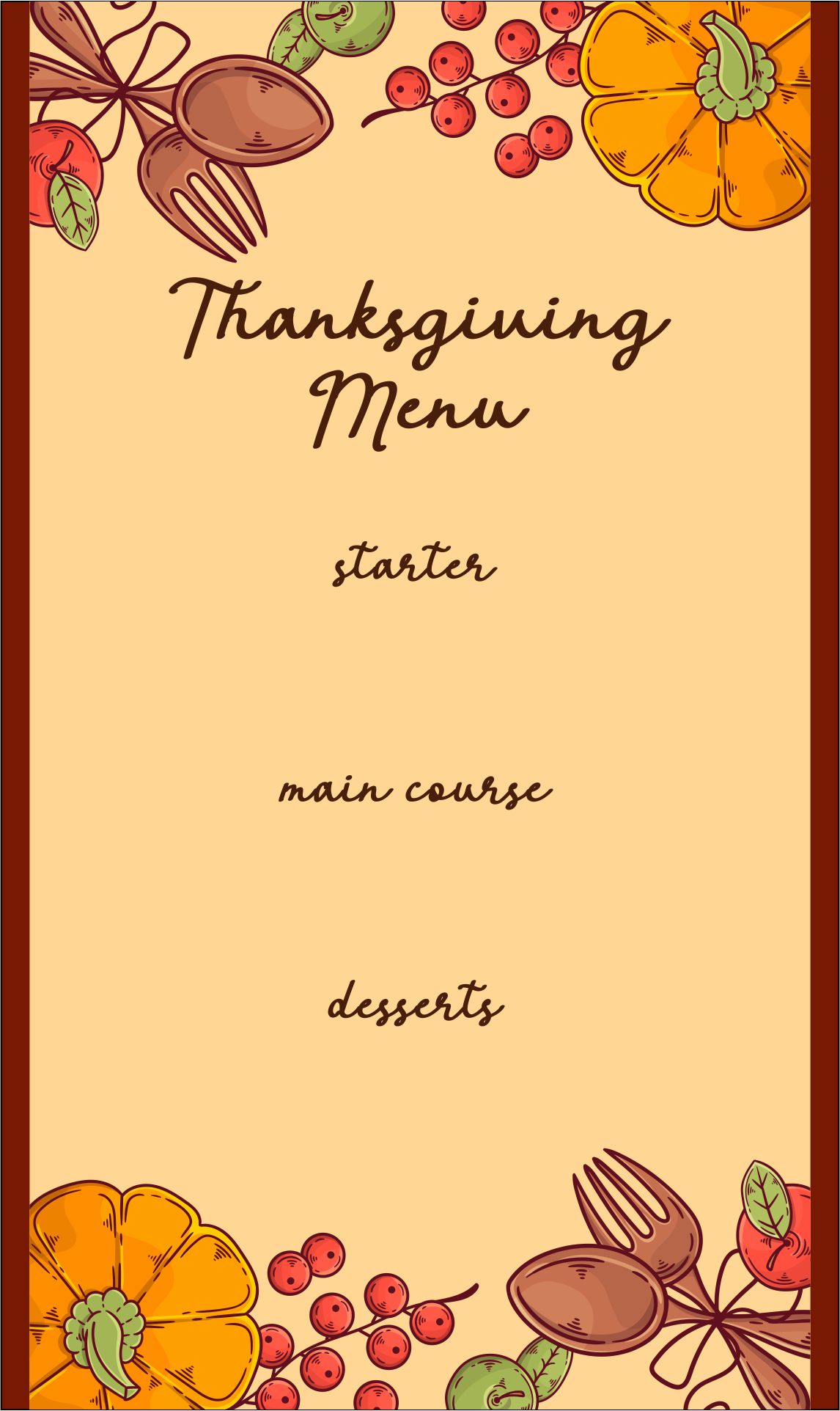Thanksgiving Food Menu For Holiday Dinner Celebration