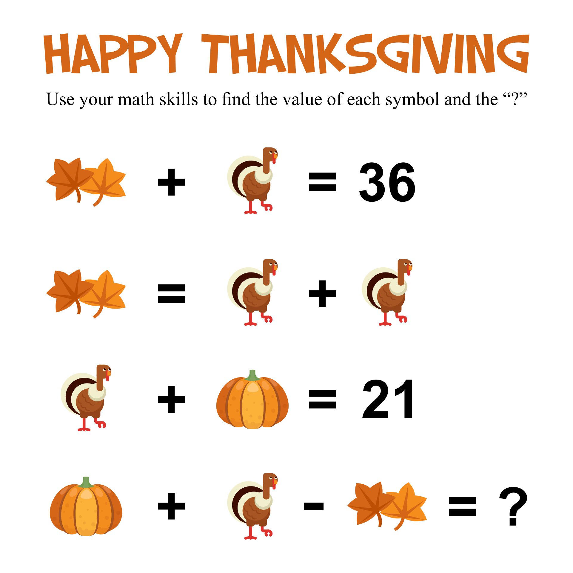 Thanksgiving Math Games Fourth Grade With Turkeys, Pumpkins And  More