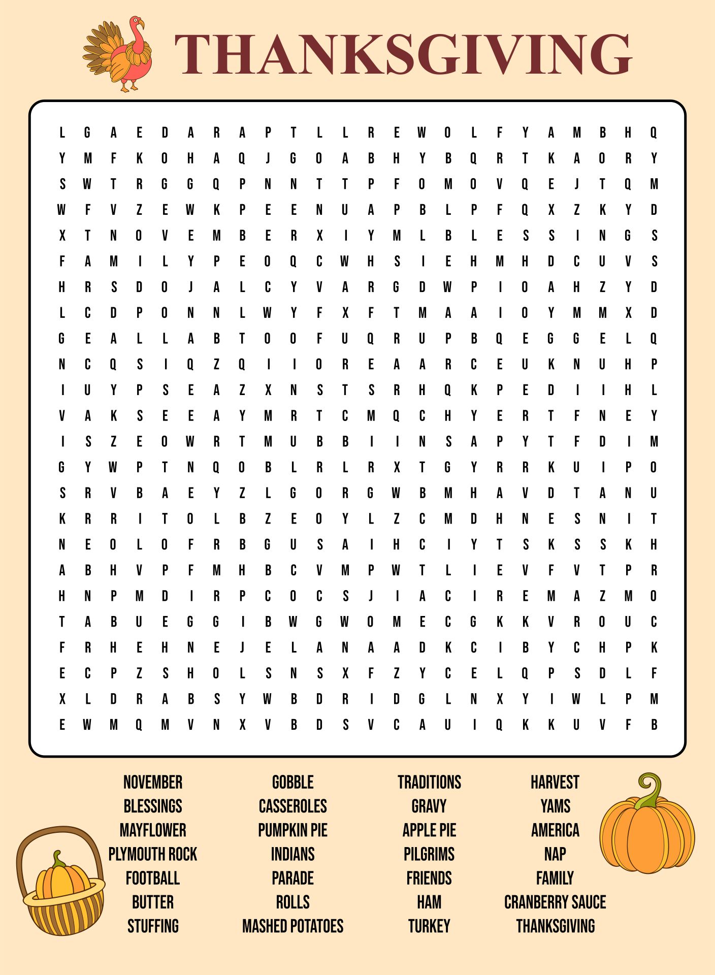 Thanksgiving Mazes & Word Search Games Printable