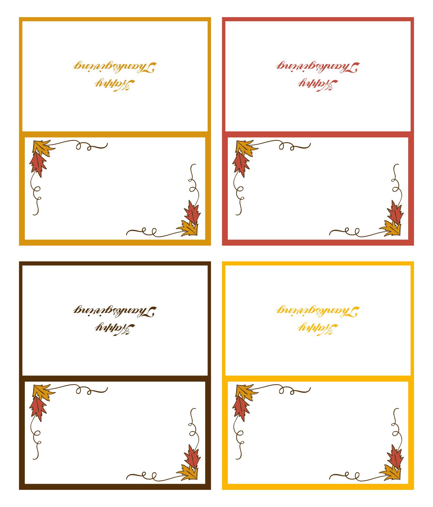 Thanksgiving Place Cards Printable For Table Decoration